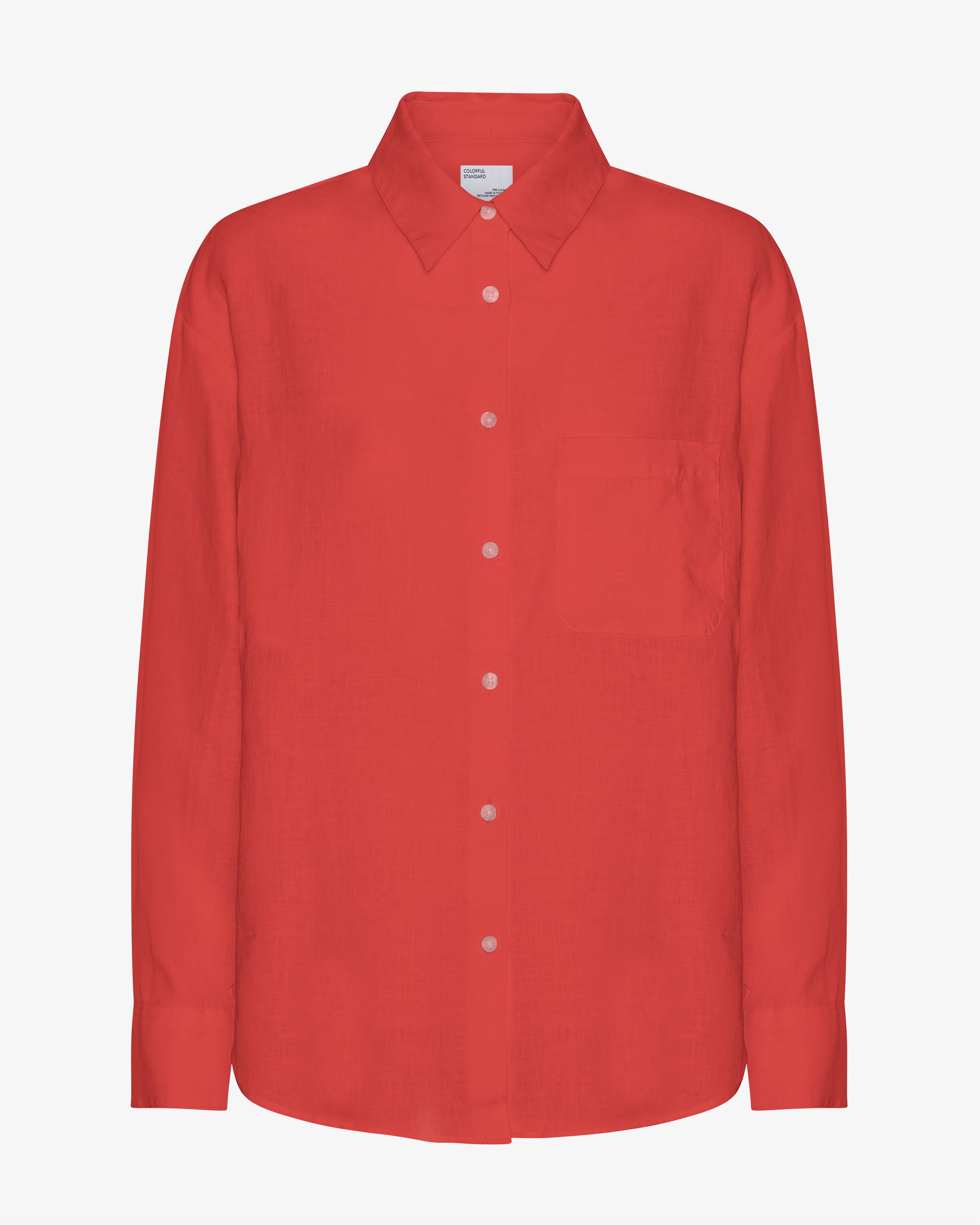 Linen Oversized Shirt - Red Tangerine