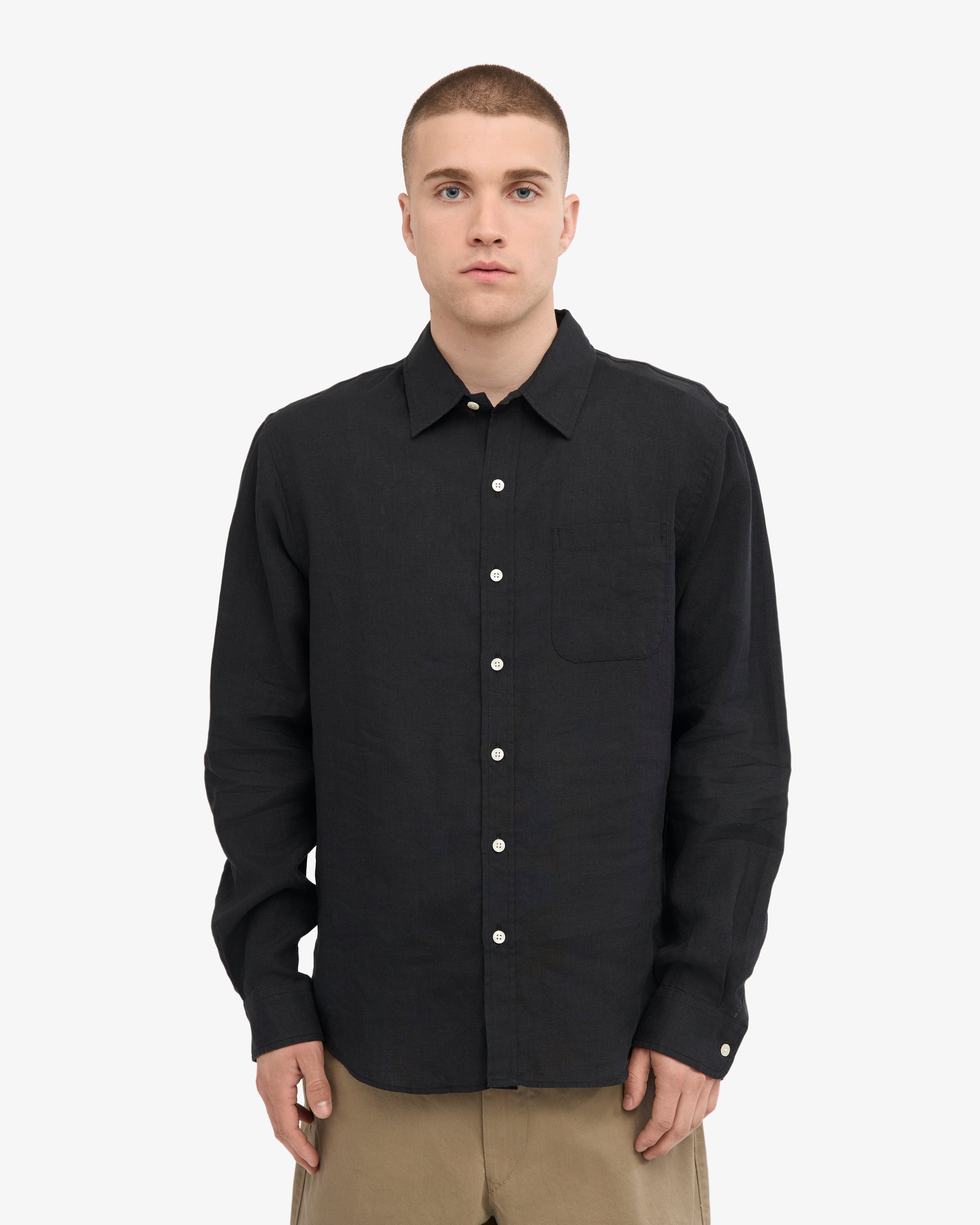 Linen Shirt - Deep Black