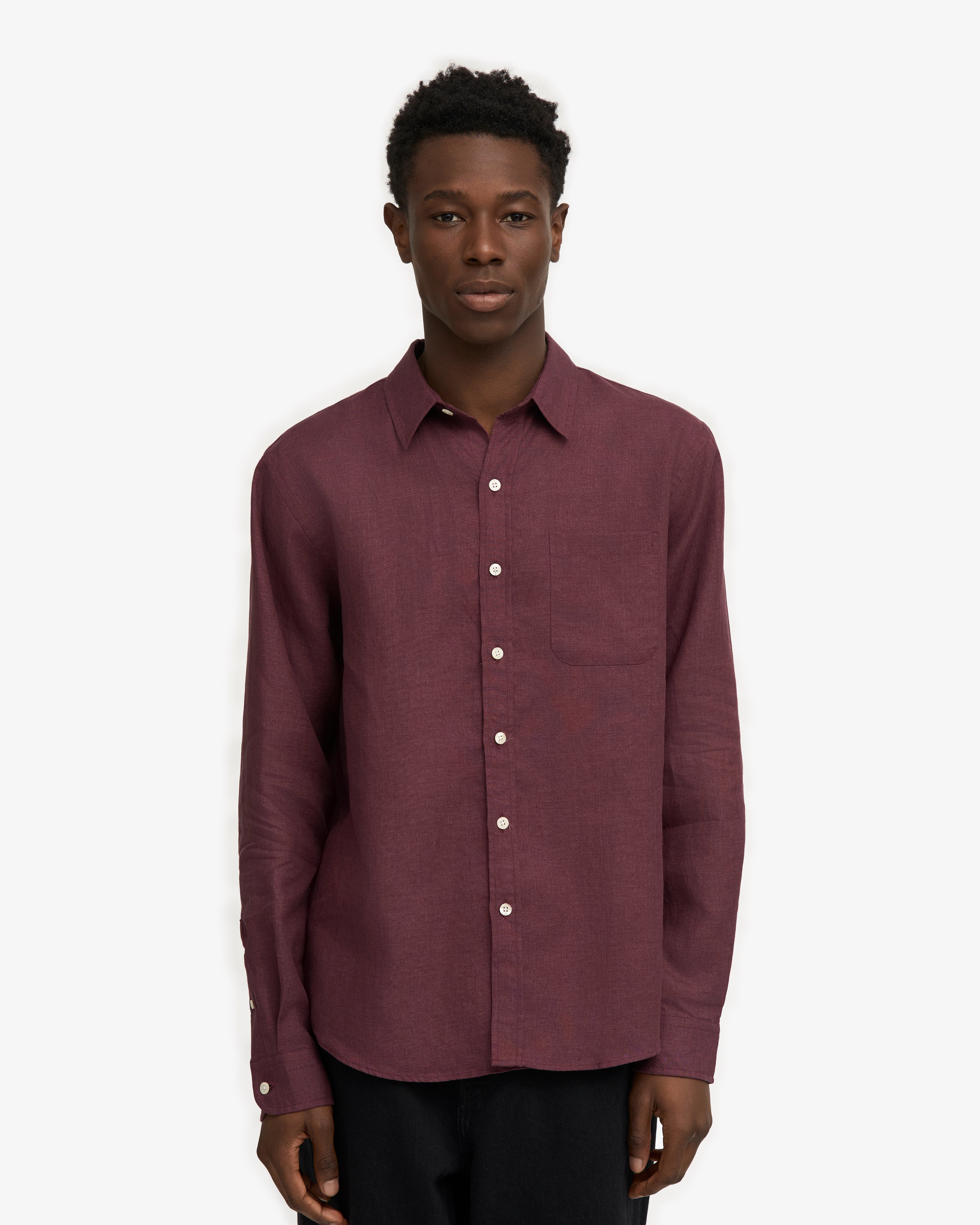 Linen Shirt - Oxblood Red