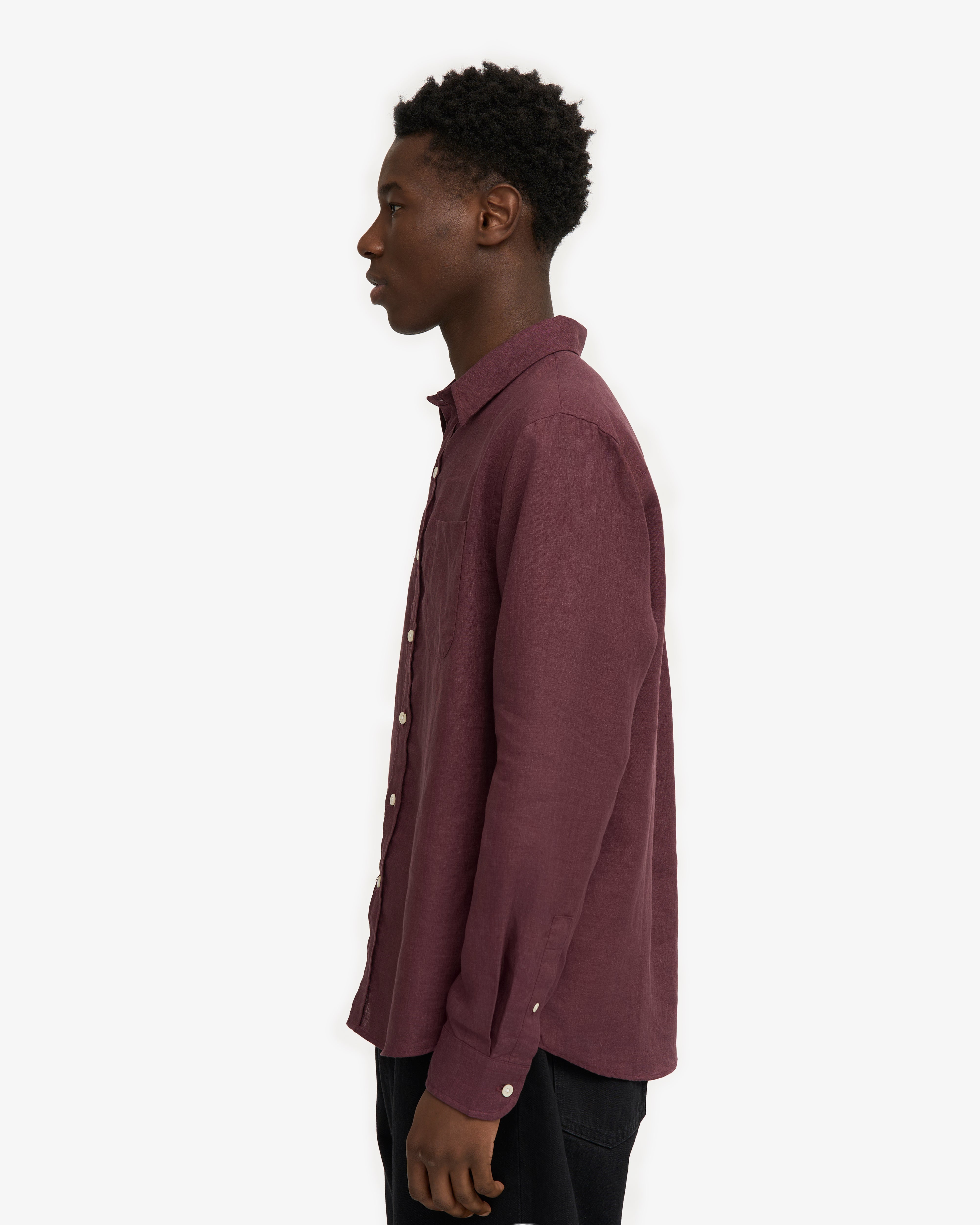Linen Shirt - Oxblood Red