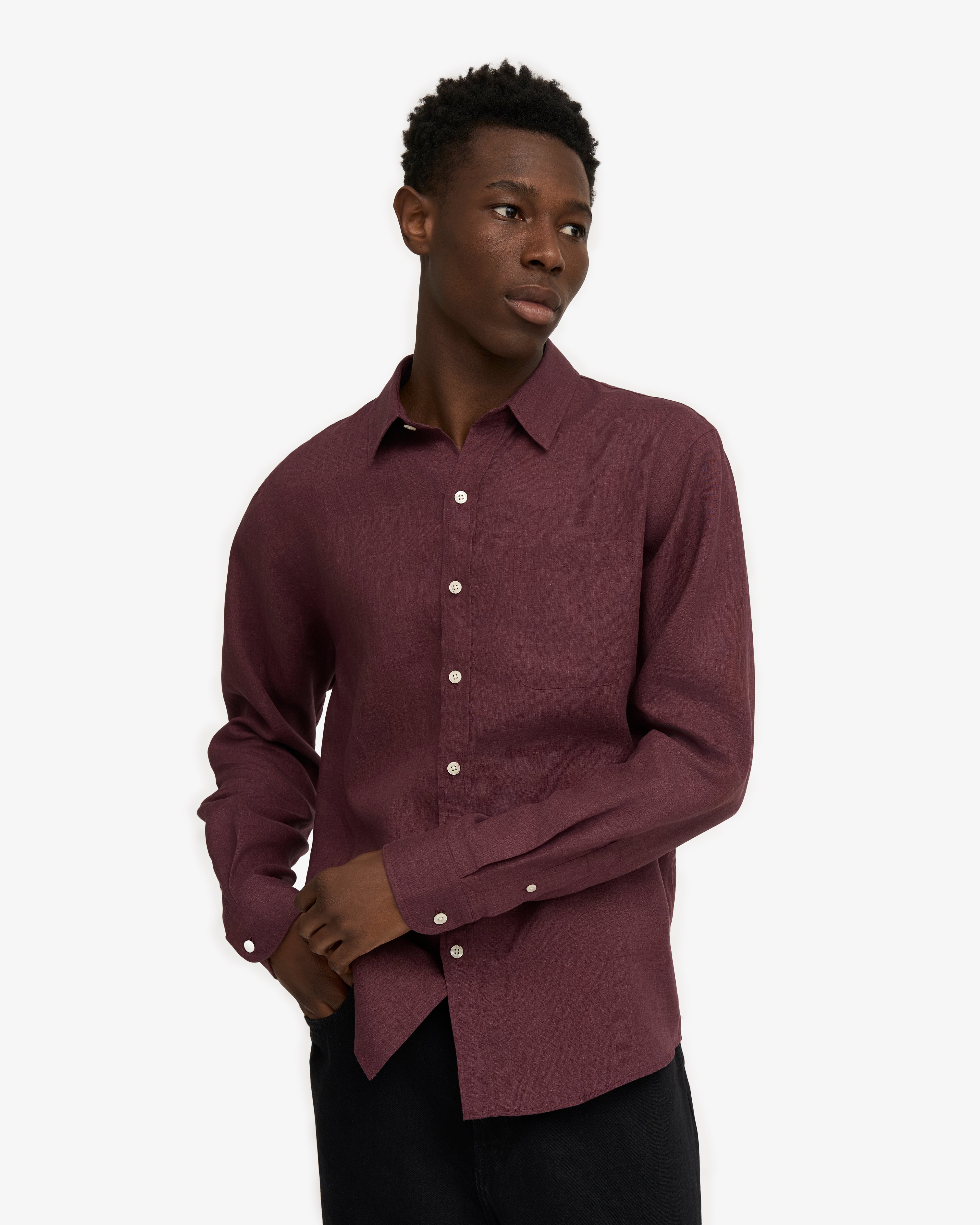 Linen Shirt - Oxblood Red