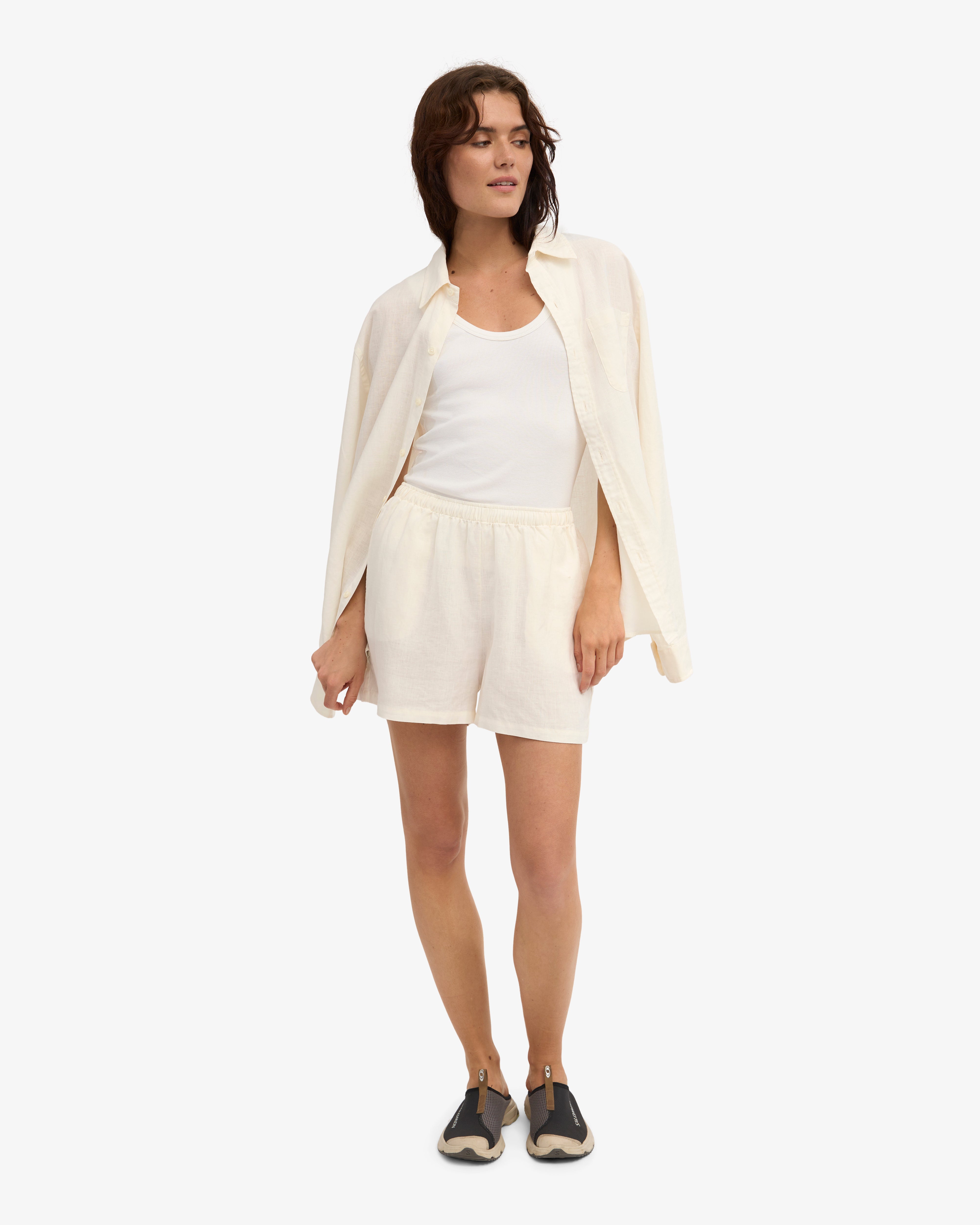 Shorts en lin - Blanc ivoire