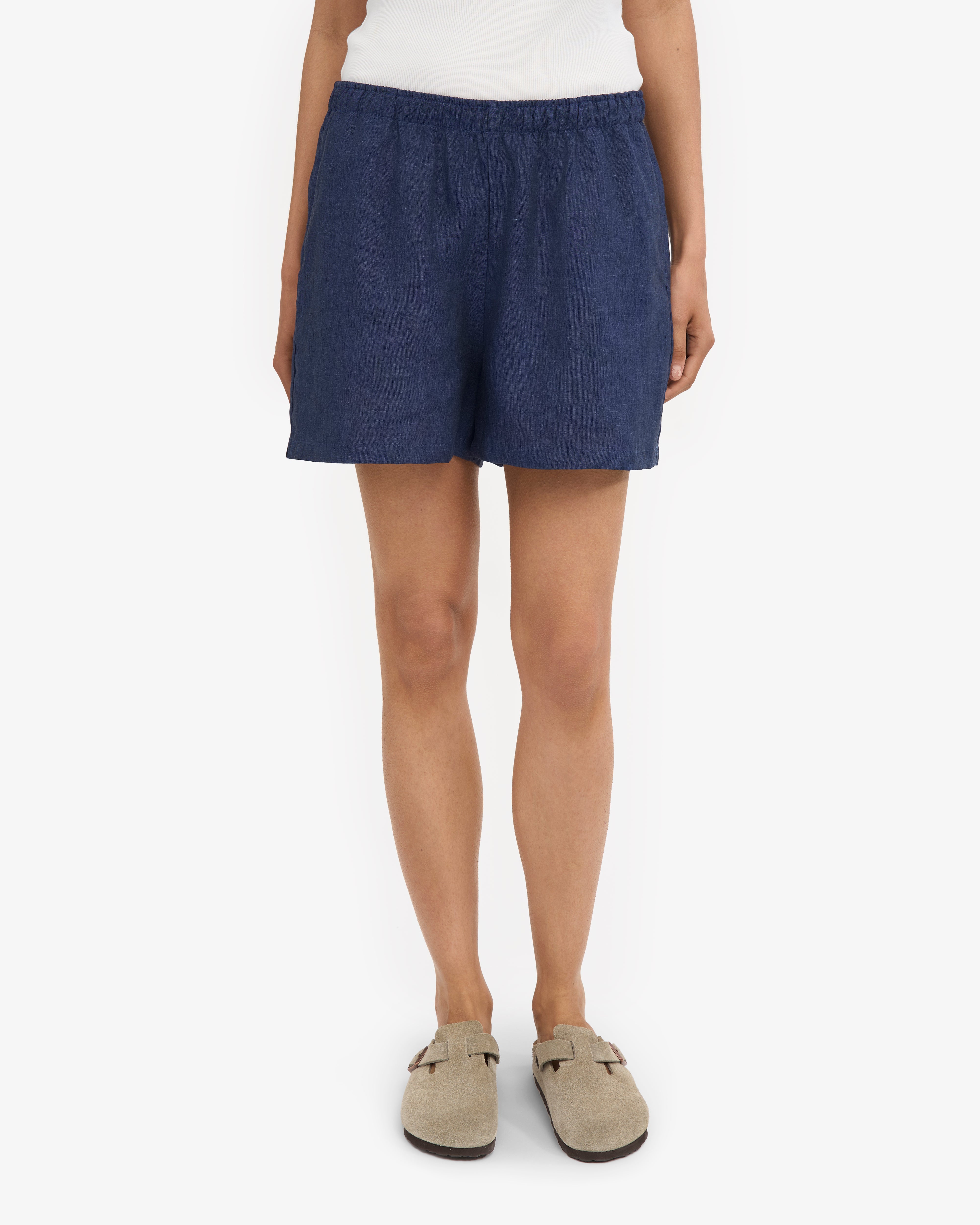 Linen Shorts - Marine Blue