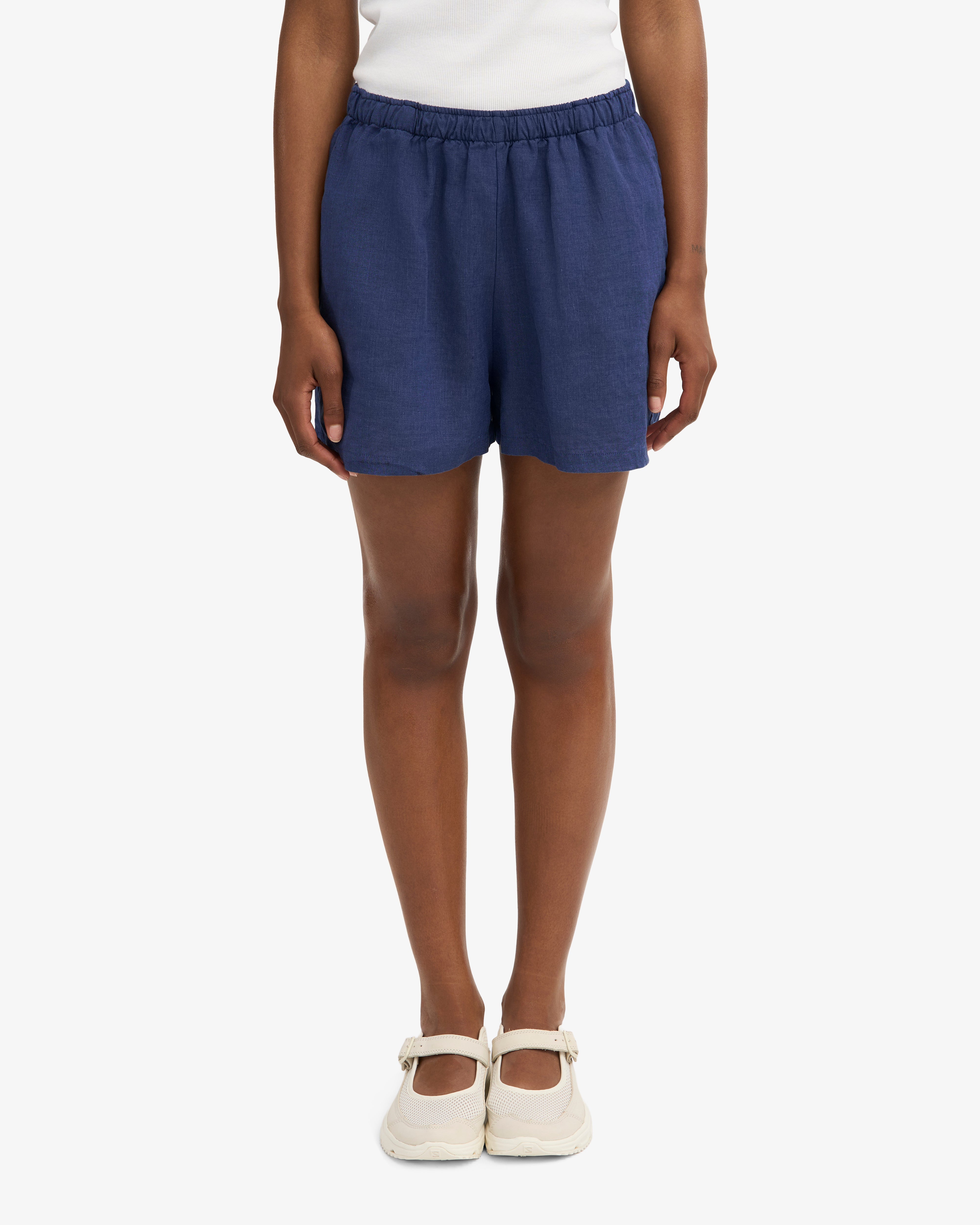 Linen Shorts - Navy Blue