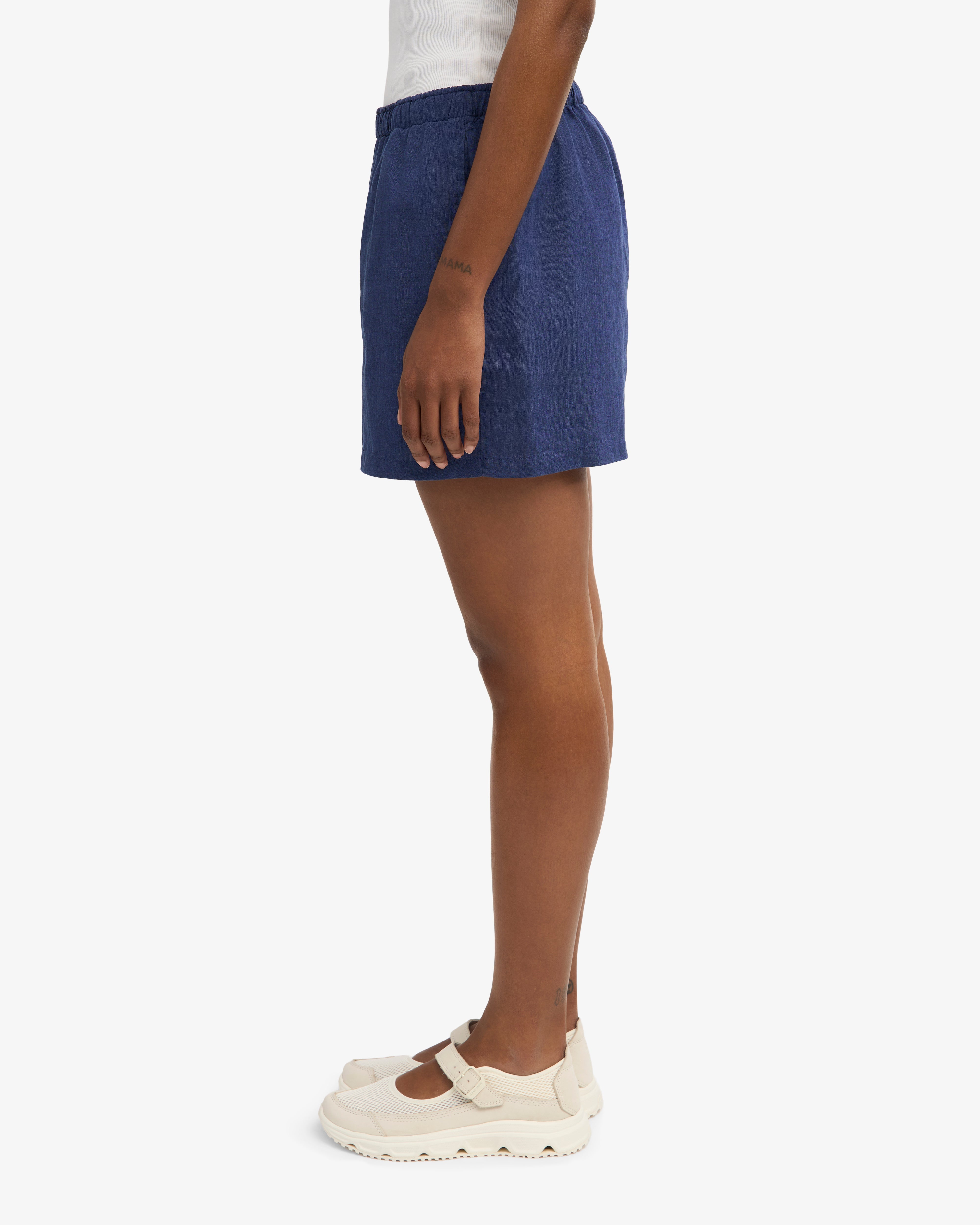 Linen Shorts - Navy Blue