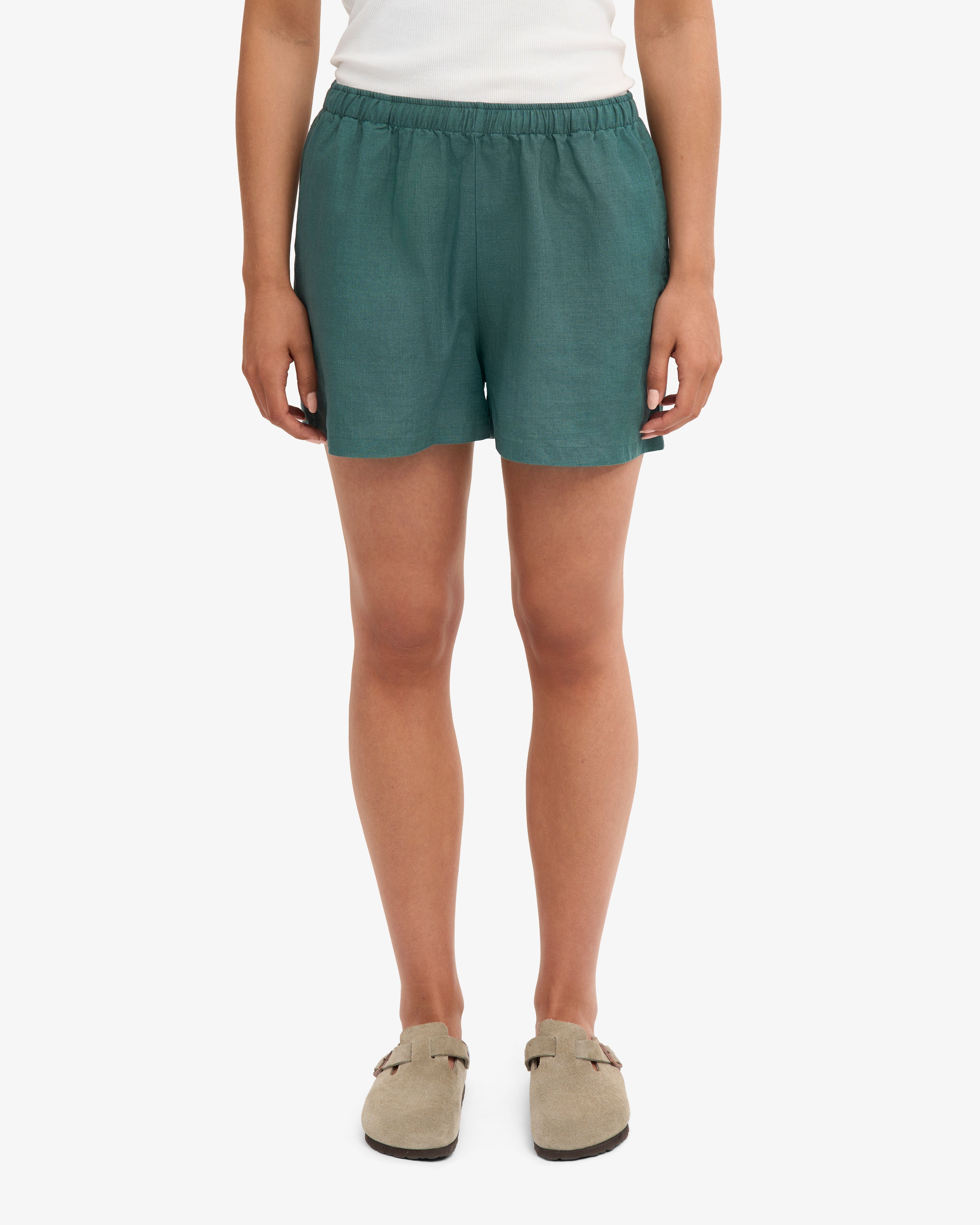 Linen Shorts - Ocean Green