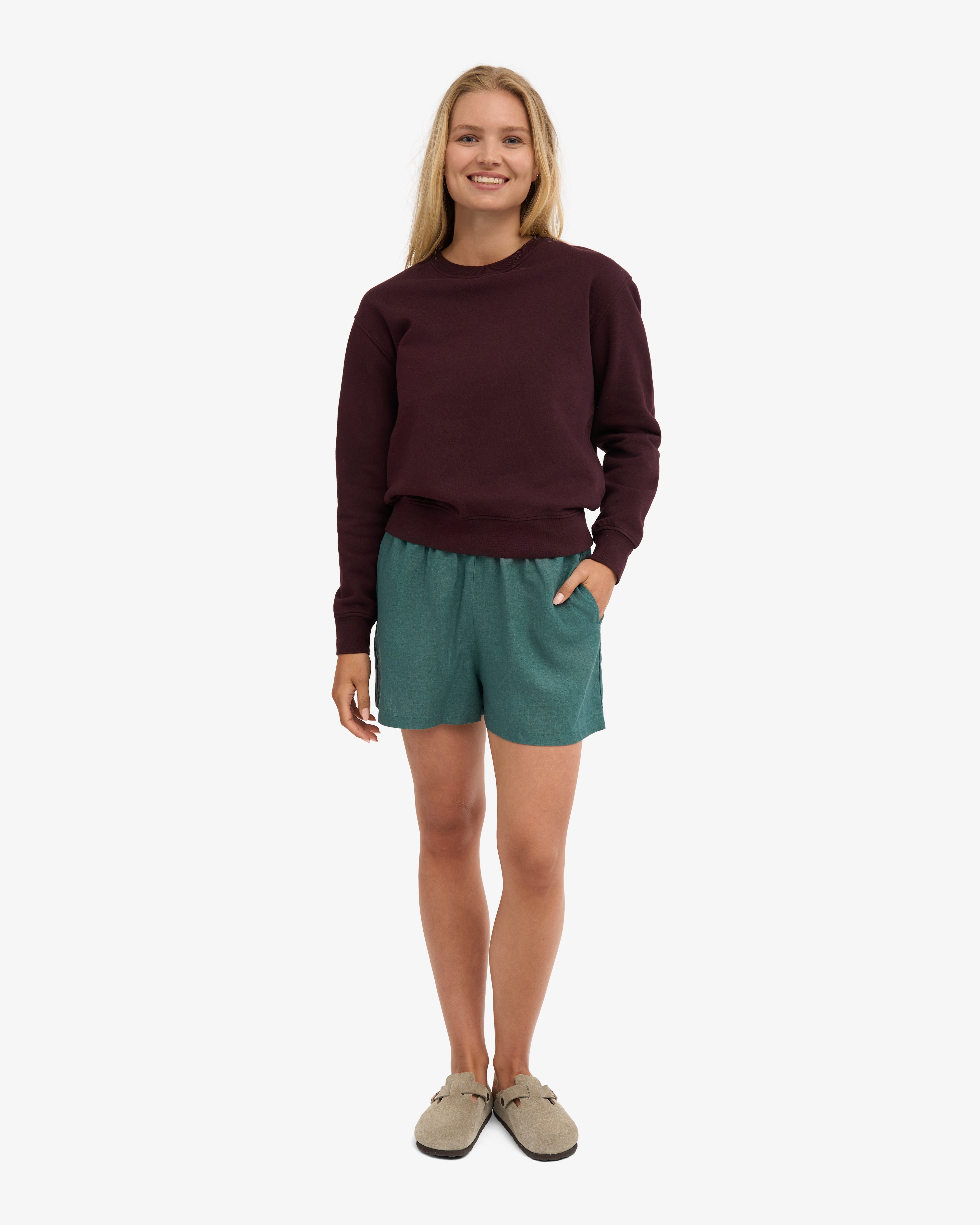 Linen Shorts - Ocean Green