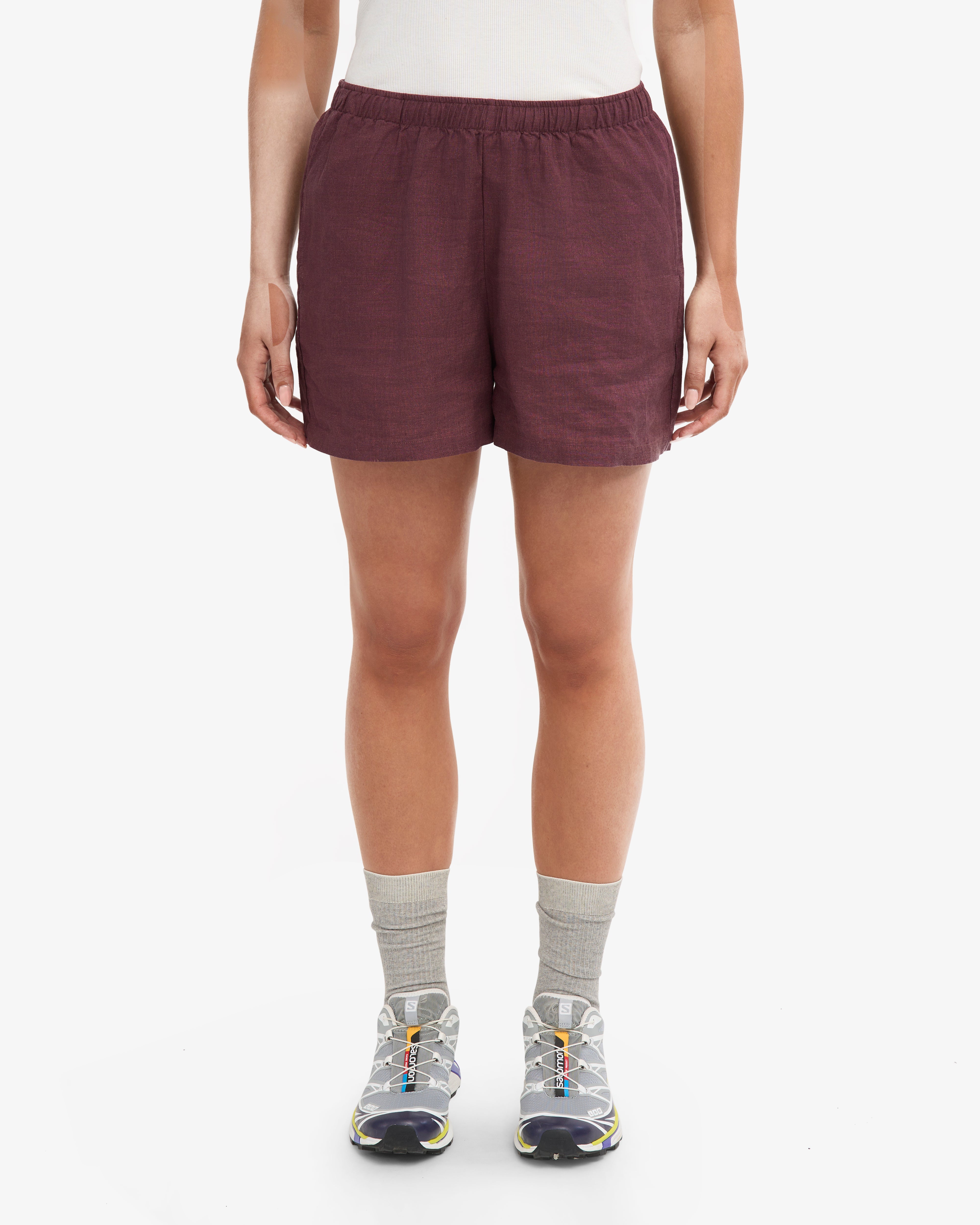 Short en lin - Rouge bordeaux