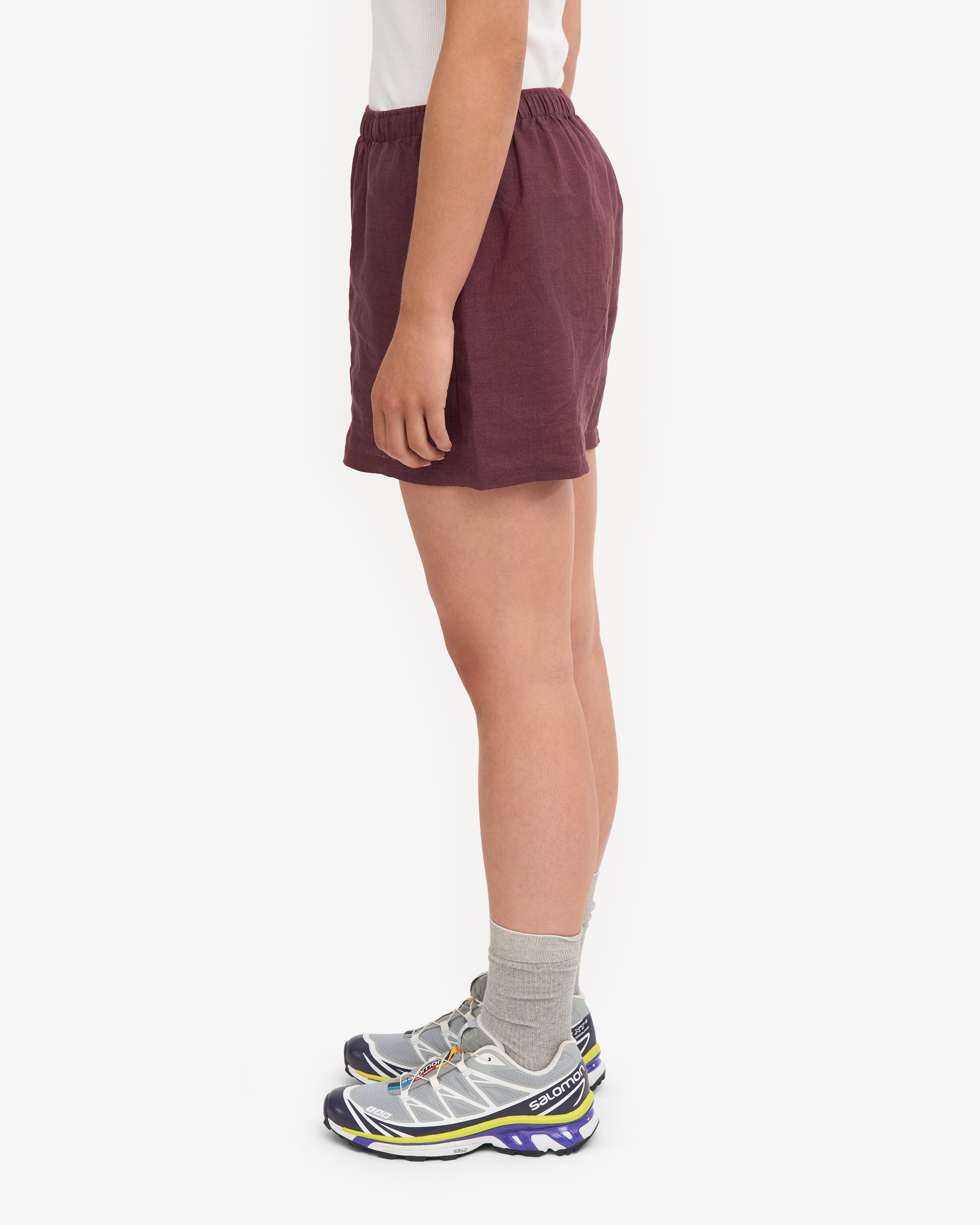 Short en lin - Rouge bordeaux