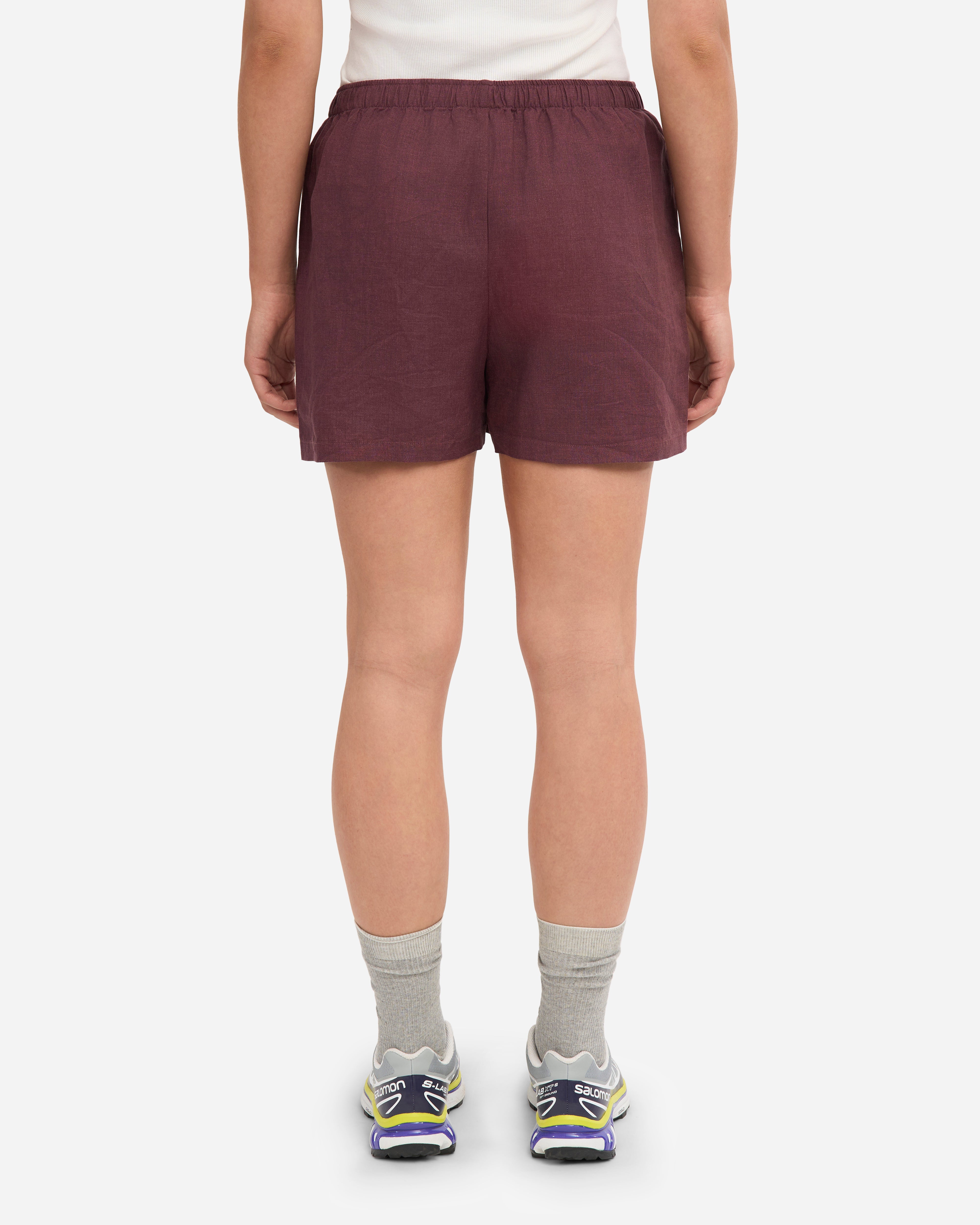 Short en lin - Rouge bordeaux