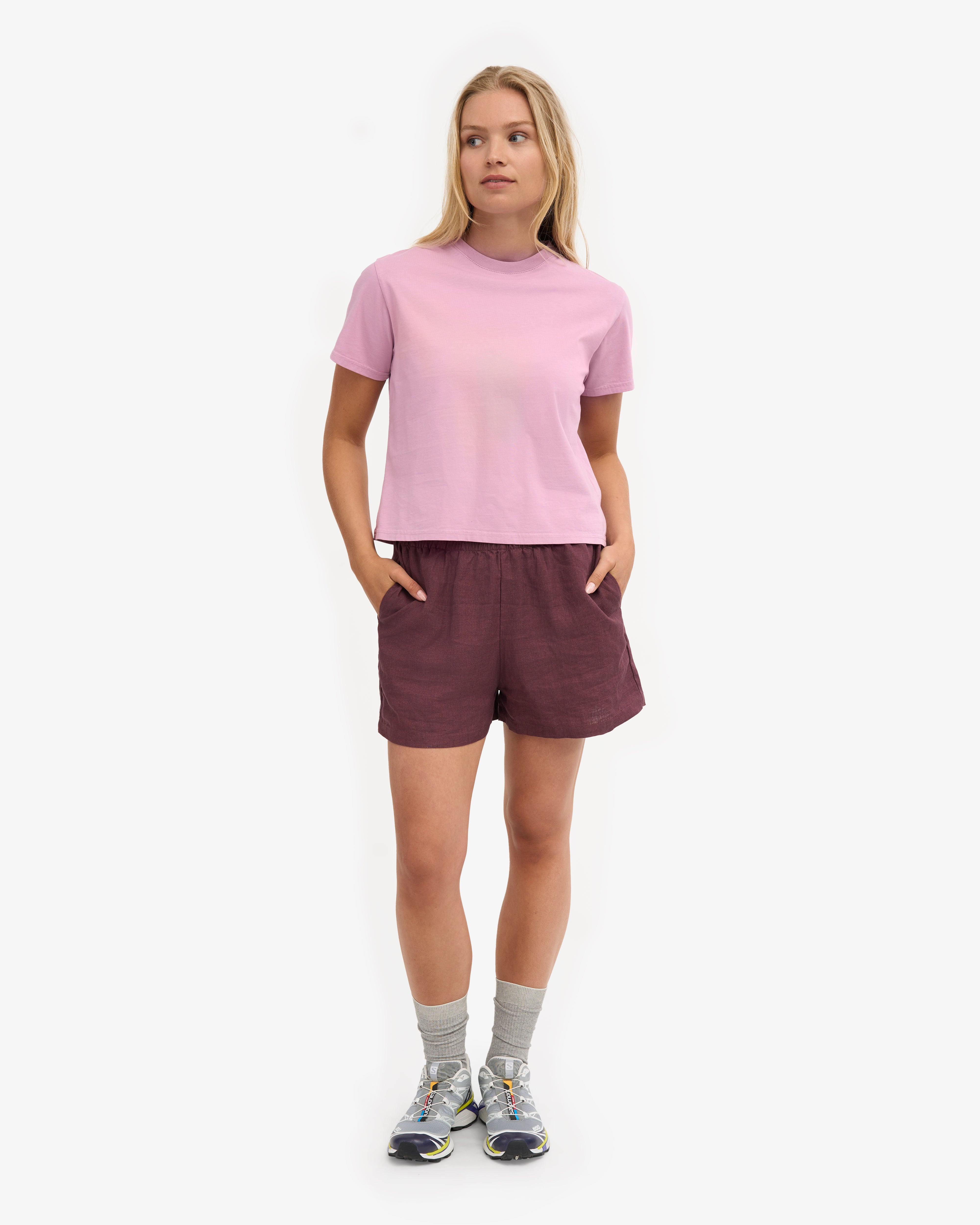 Short en lin - Rouge bordeaux