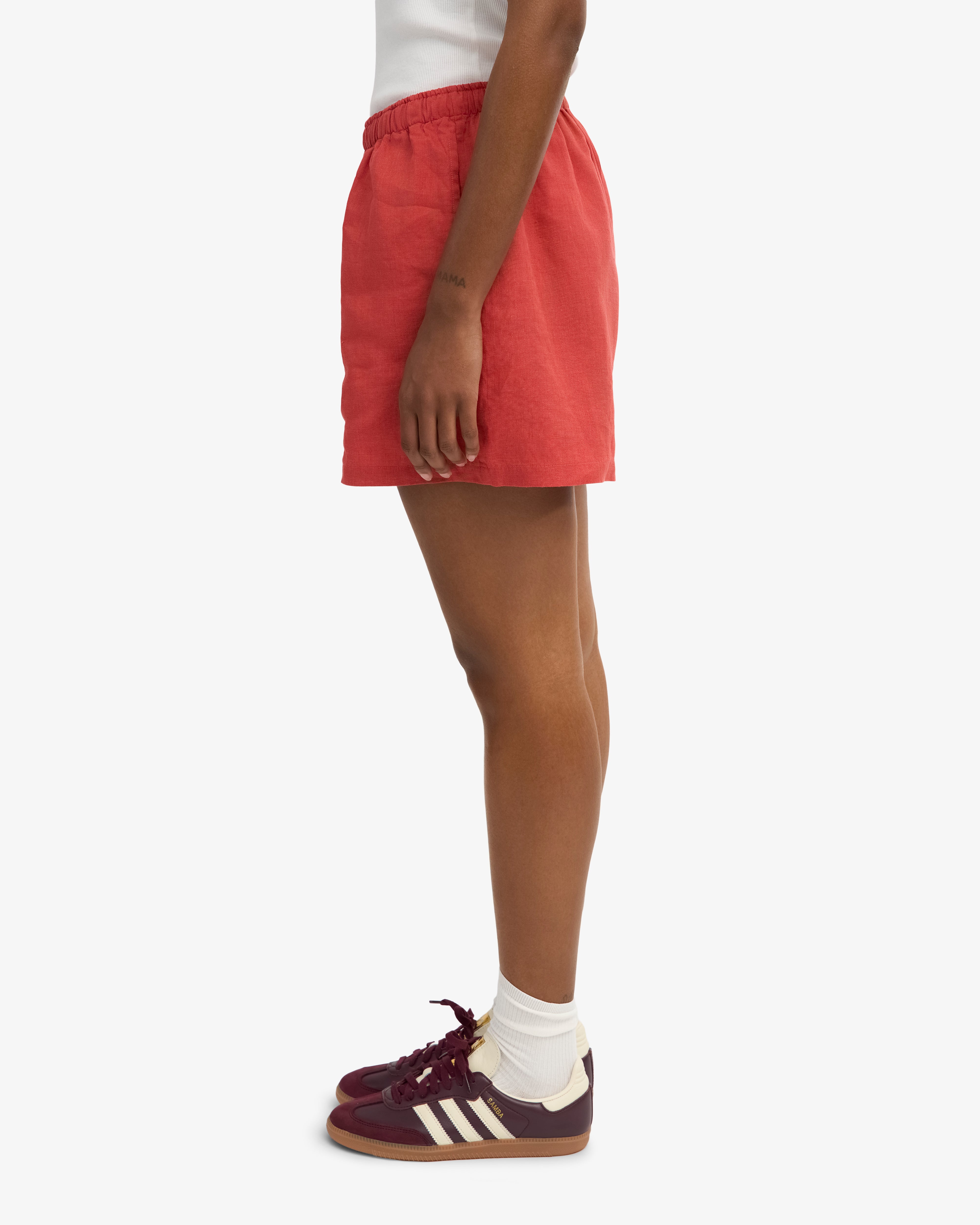 Linen Shorts - Red Tangerine