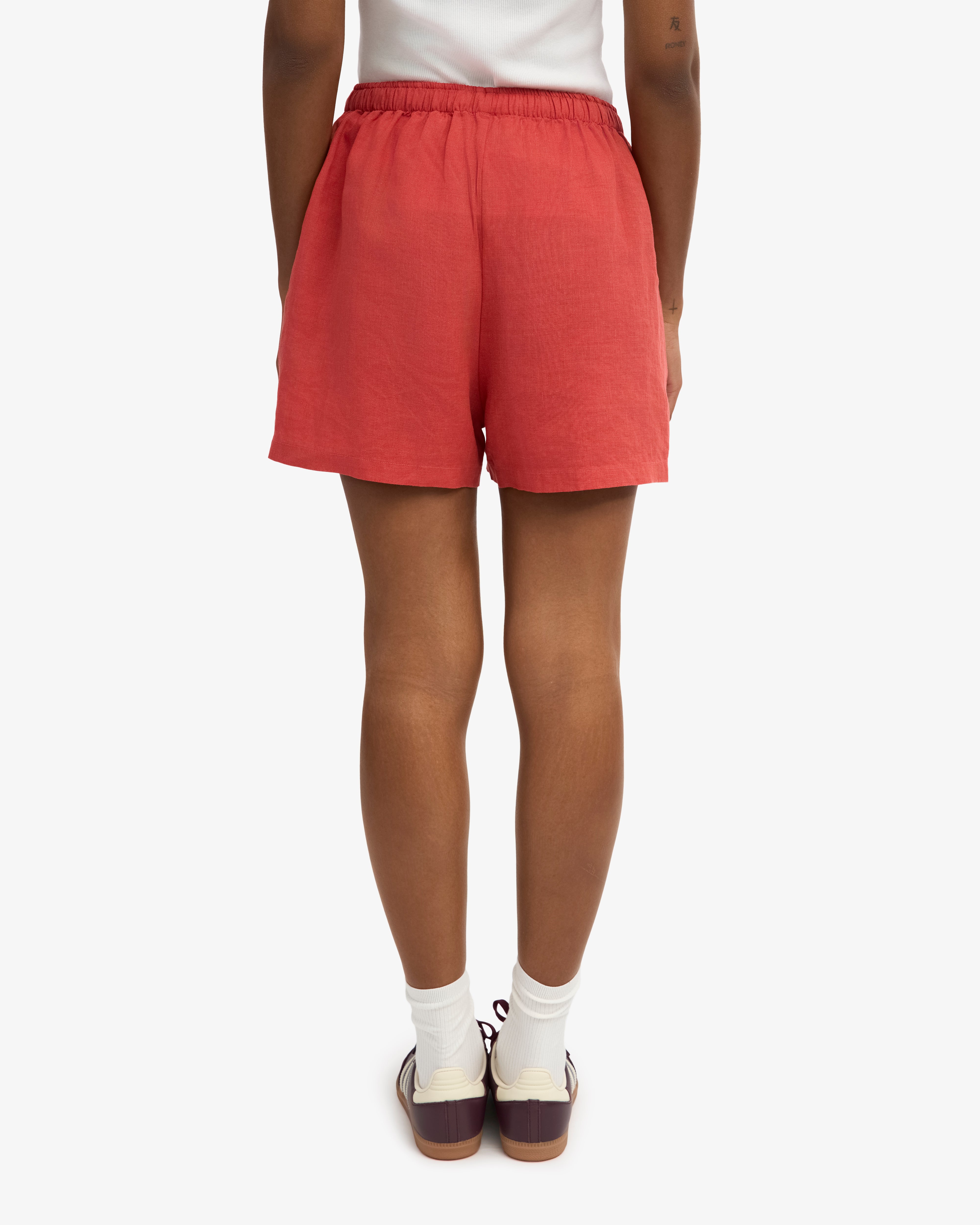 Linen Shorts - Red Tangerine