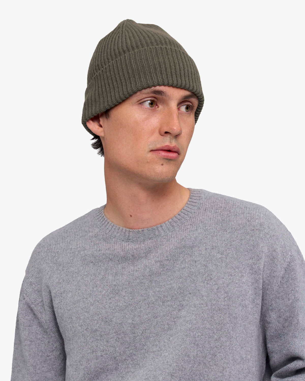 Cashmere Beanie - Dusty Olive