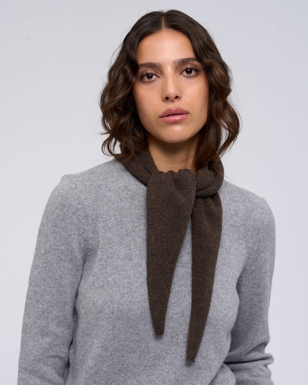 Cashmere Triangle Scarf - Coffee Brown