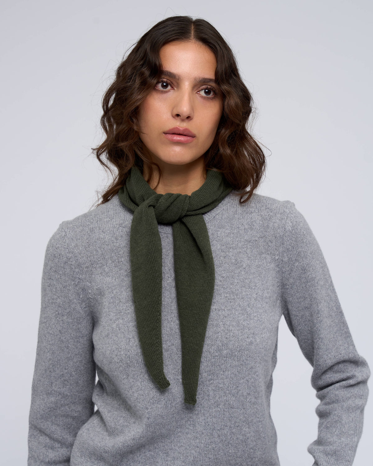 Cashmere Triangle Scarf - Dusty Olive