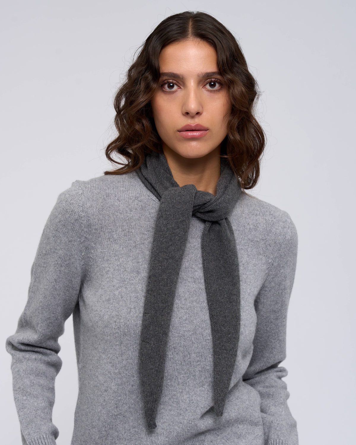 Cashmere Triangle Scarf - Lava Grey