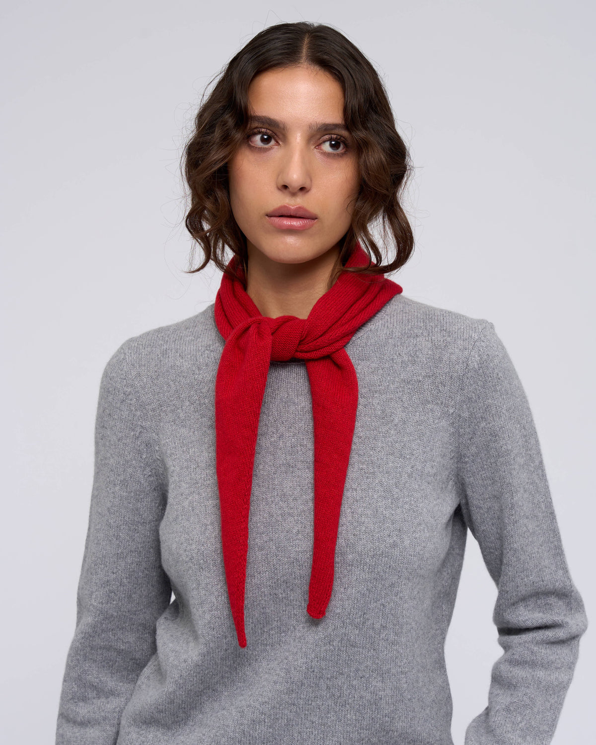 Cashmere Triangle Scarf - Red Tangerine