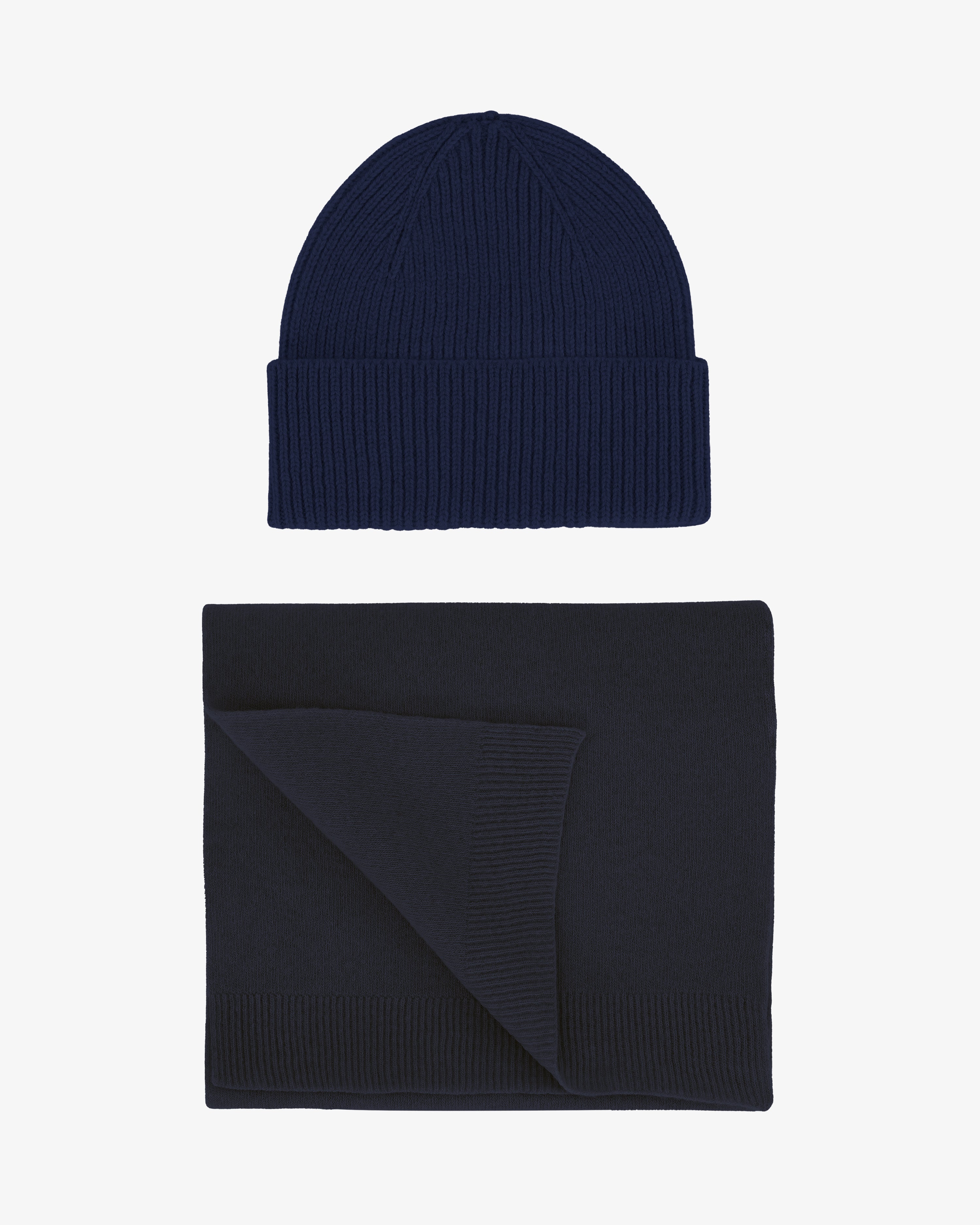 Merino Wool Beanie & Scarf - Marine Blue