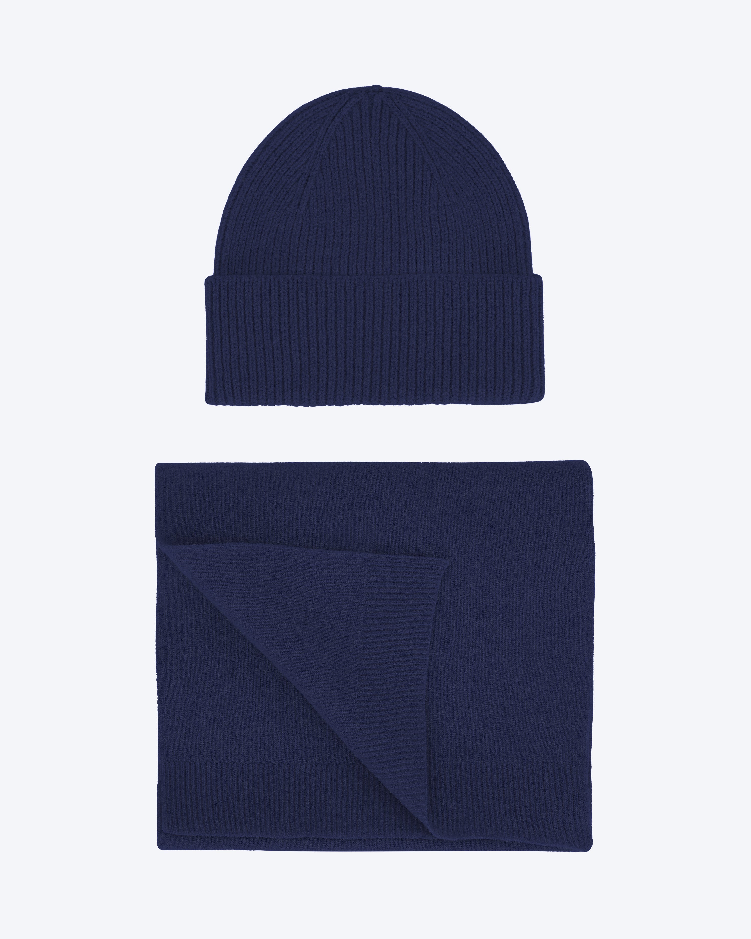 Merino Wool Beanie & Scarf - Marine Blue