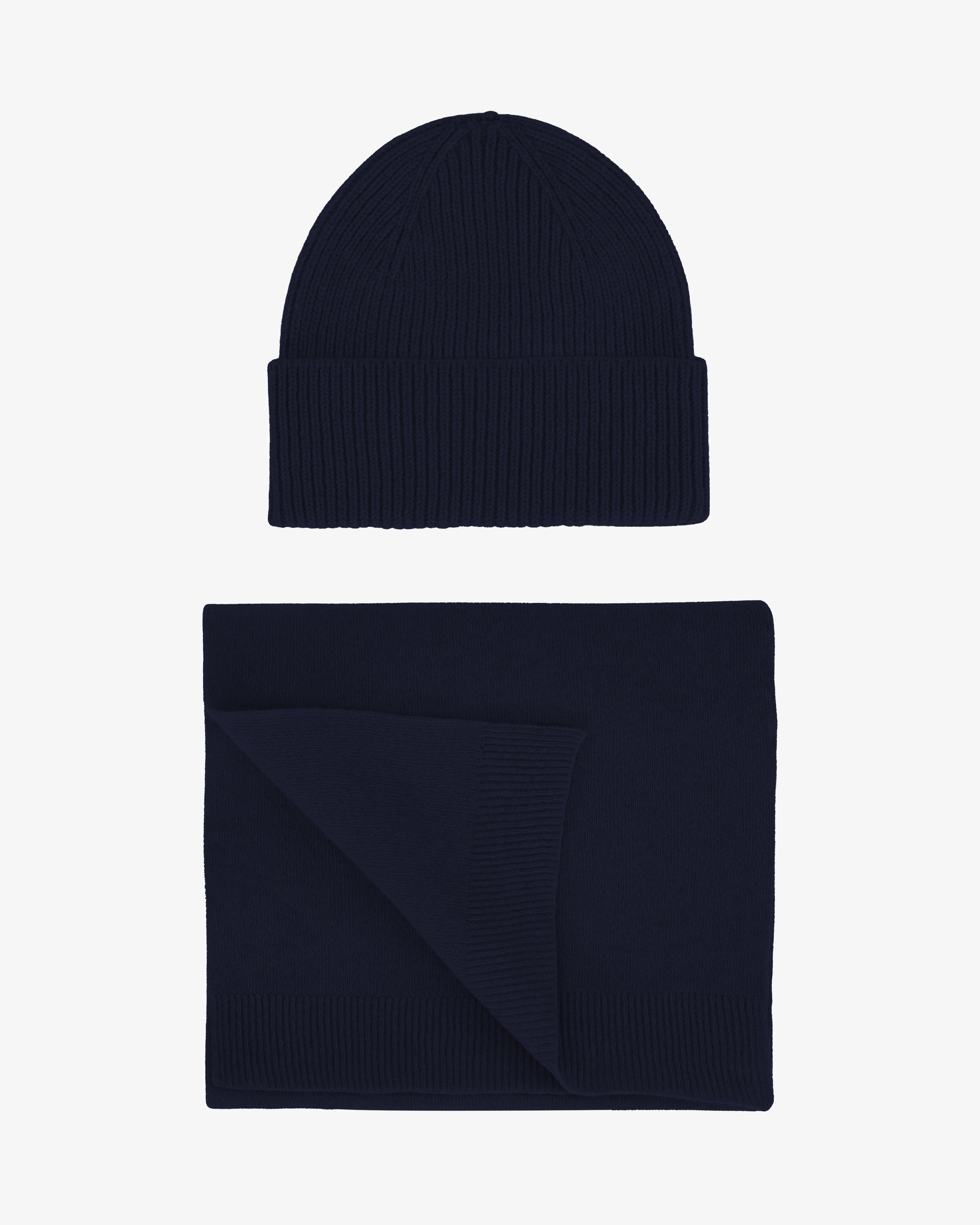 Merino Wool Beanie & Scarf - Navy Blue