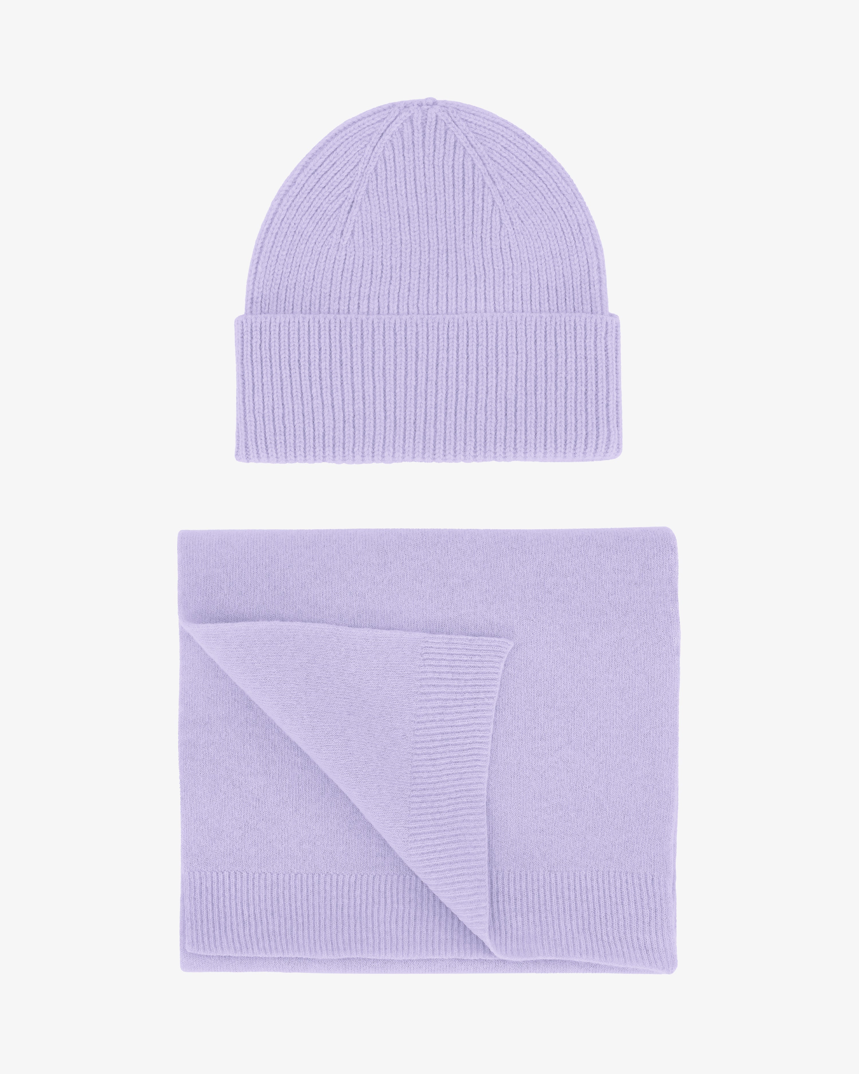 Merino Wool Beanie & Scarf - Soft Lavender