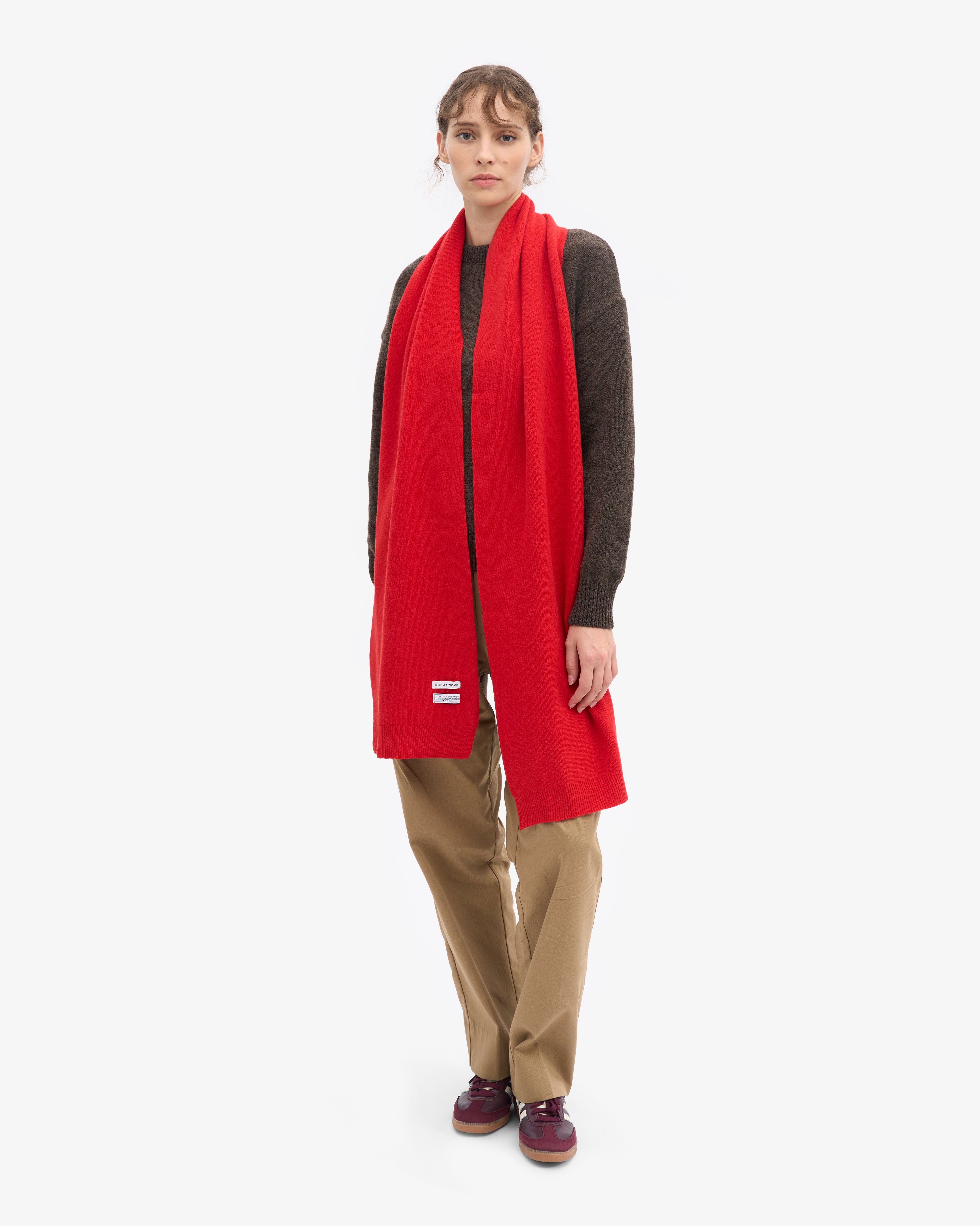 Merino Wool Scarf - Red Tangerine