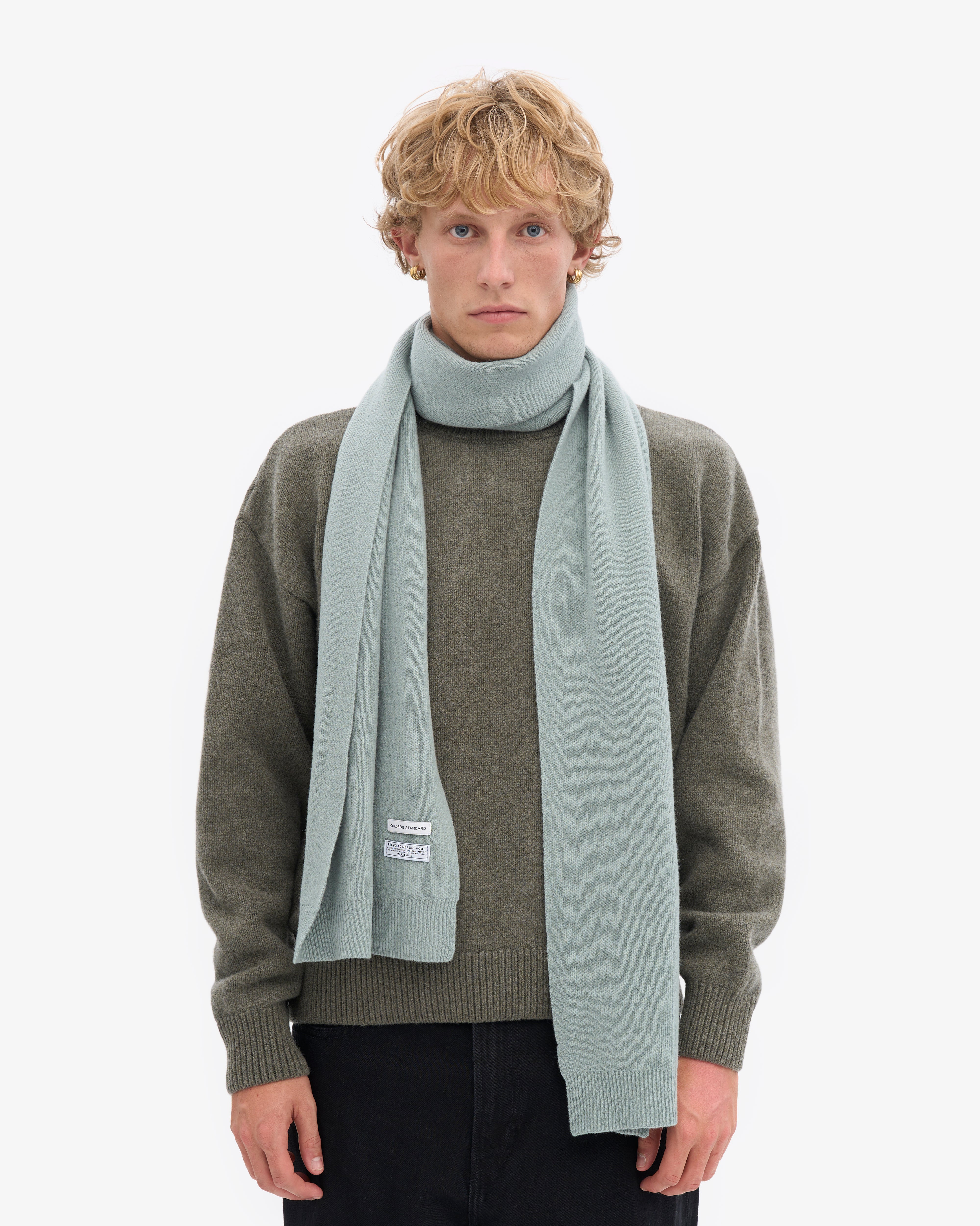 Merino Wool Scarf - Steel Blue