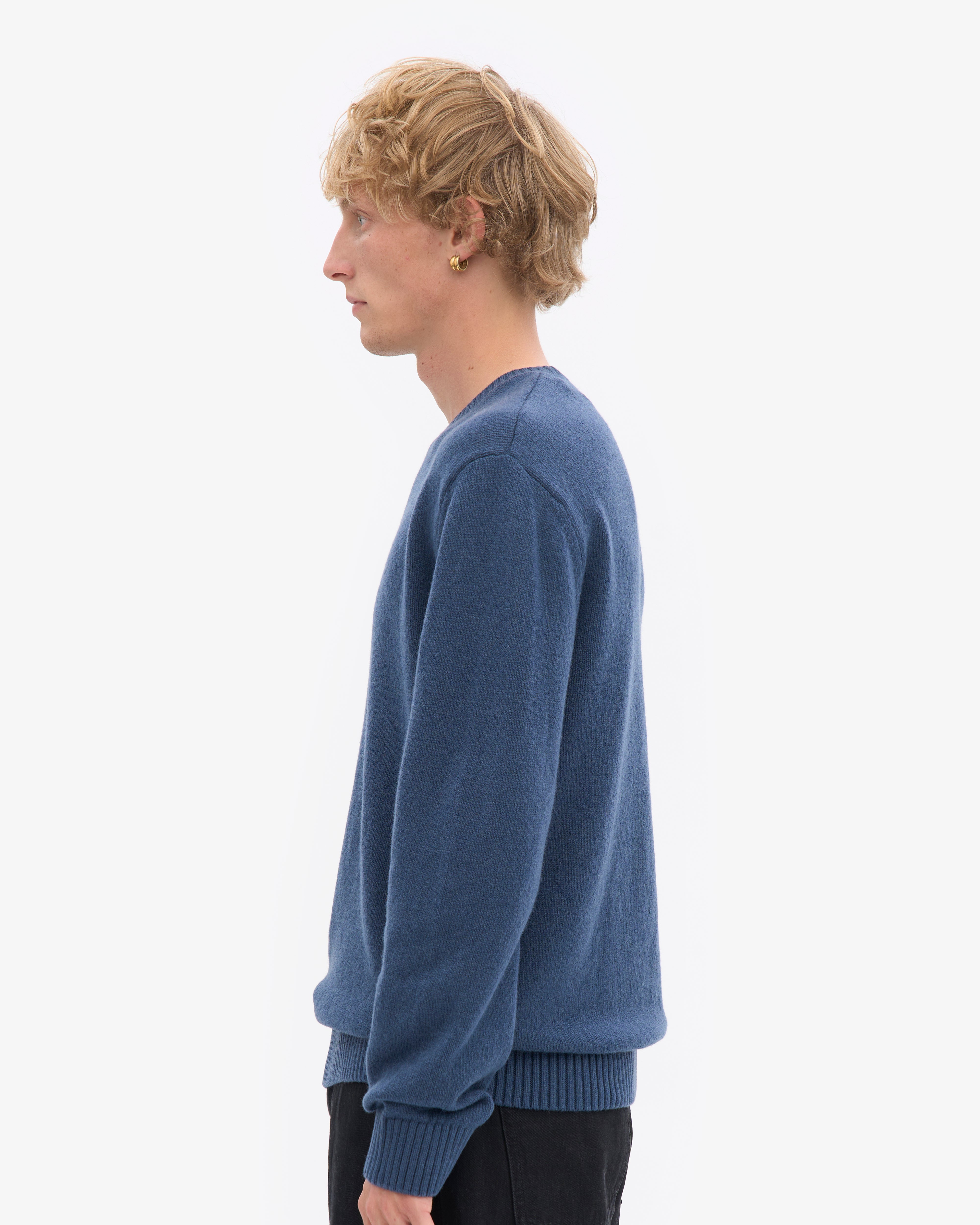 Classic Merino Wool Crew - Petrol Blue