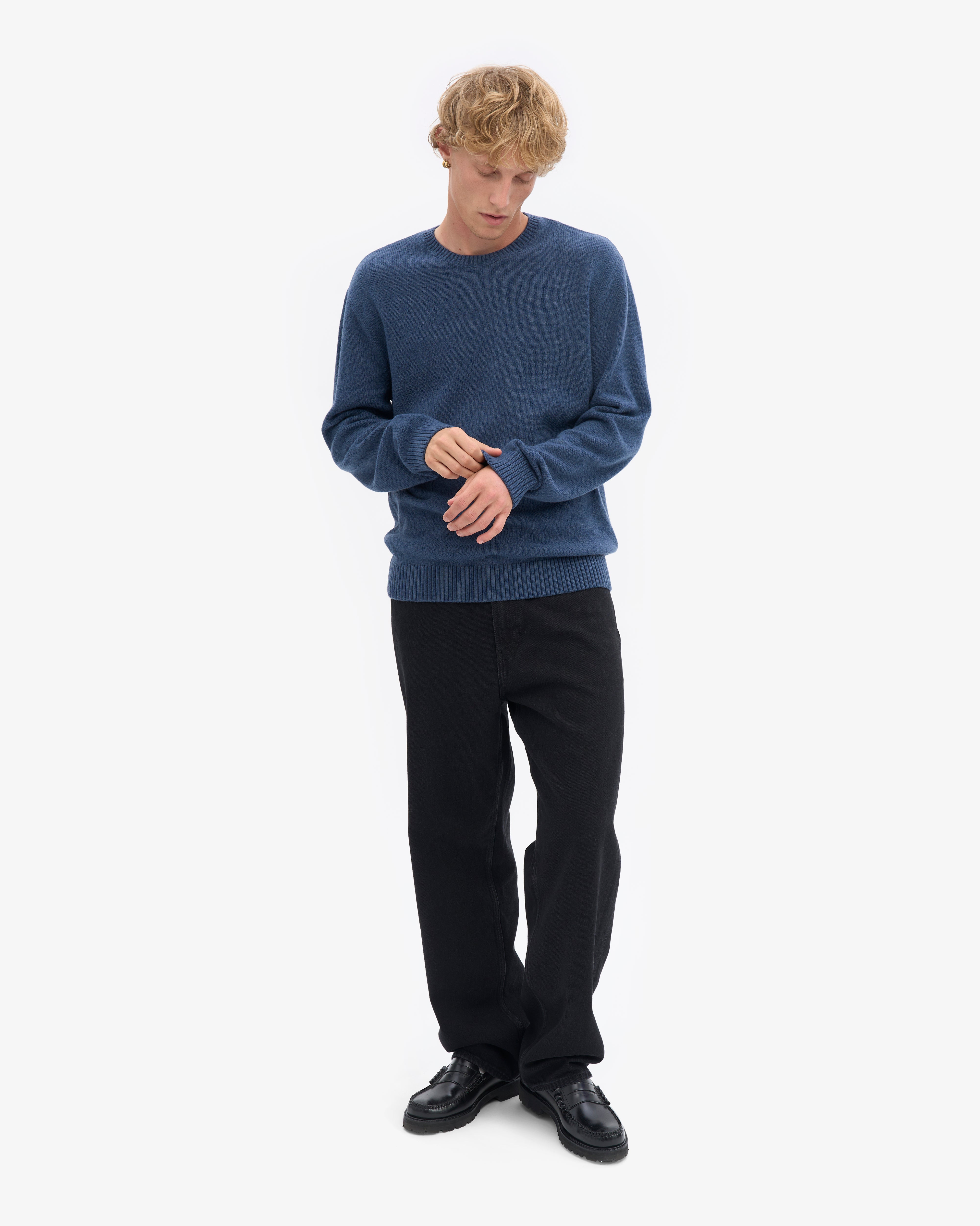 Classic Merino Wool Crew - Petrol Blue
