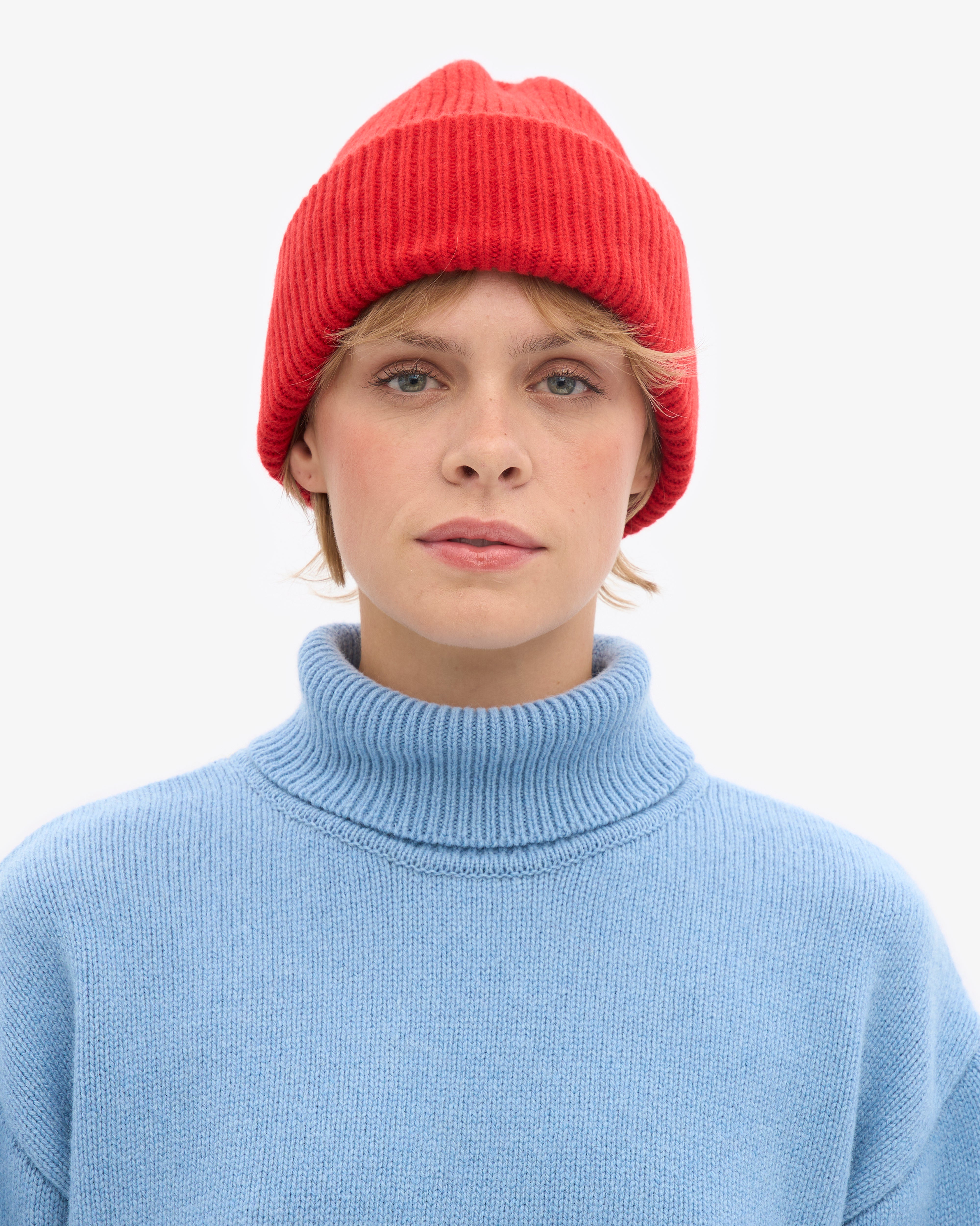 Merino Wool Hat - Red Tangerine
