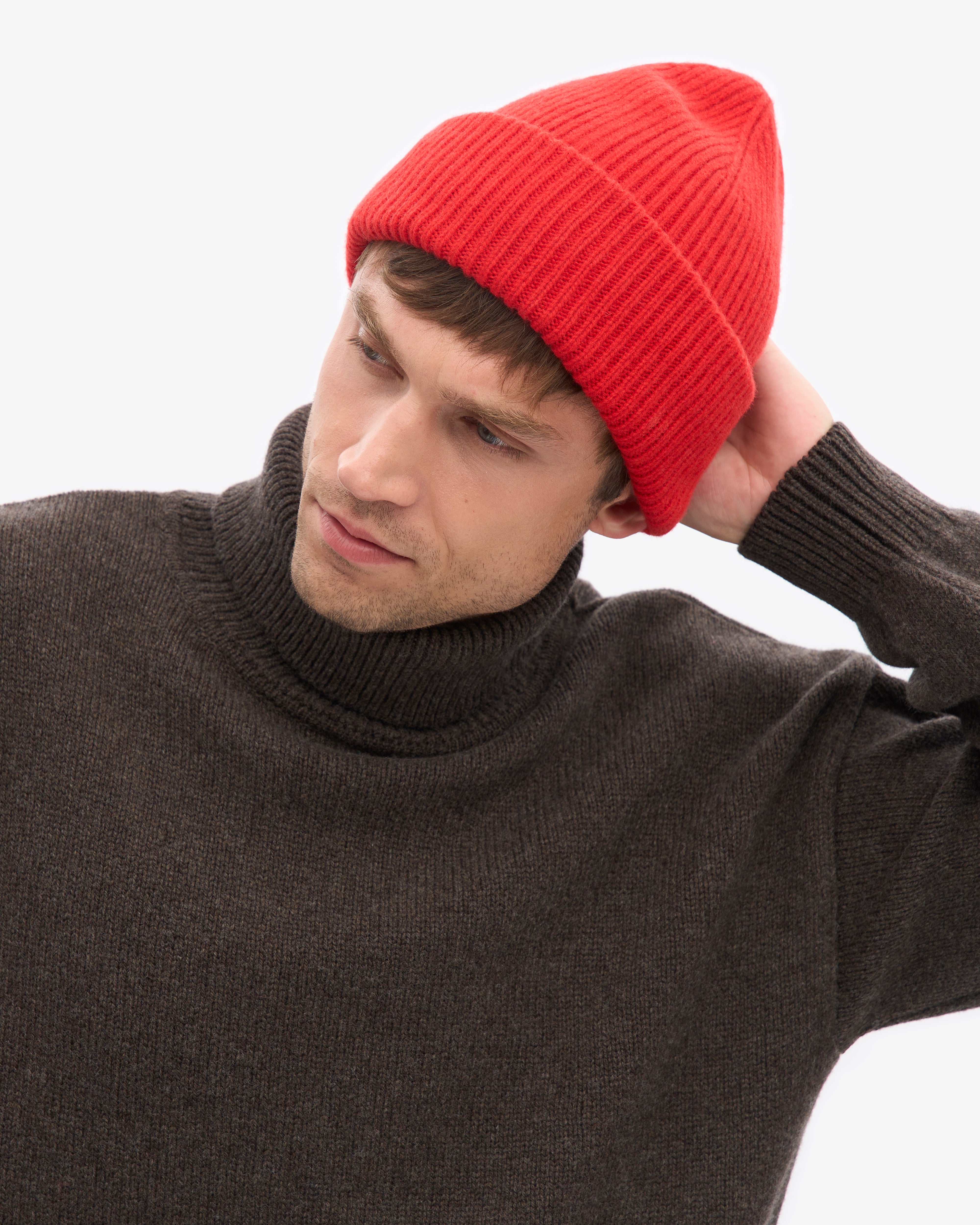 Merino Wool Hat - Red Tangerine