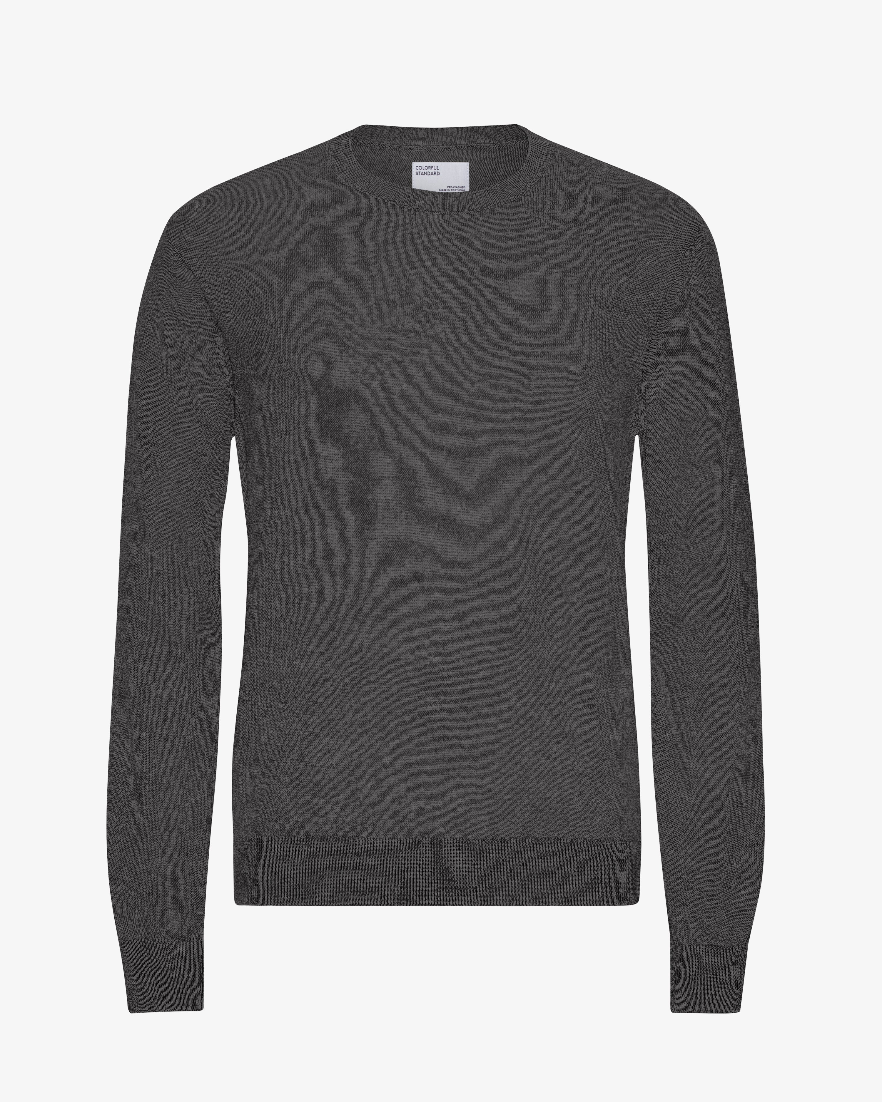 Light Merino Wool Crew - Lava Grey