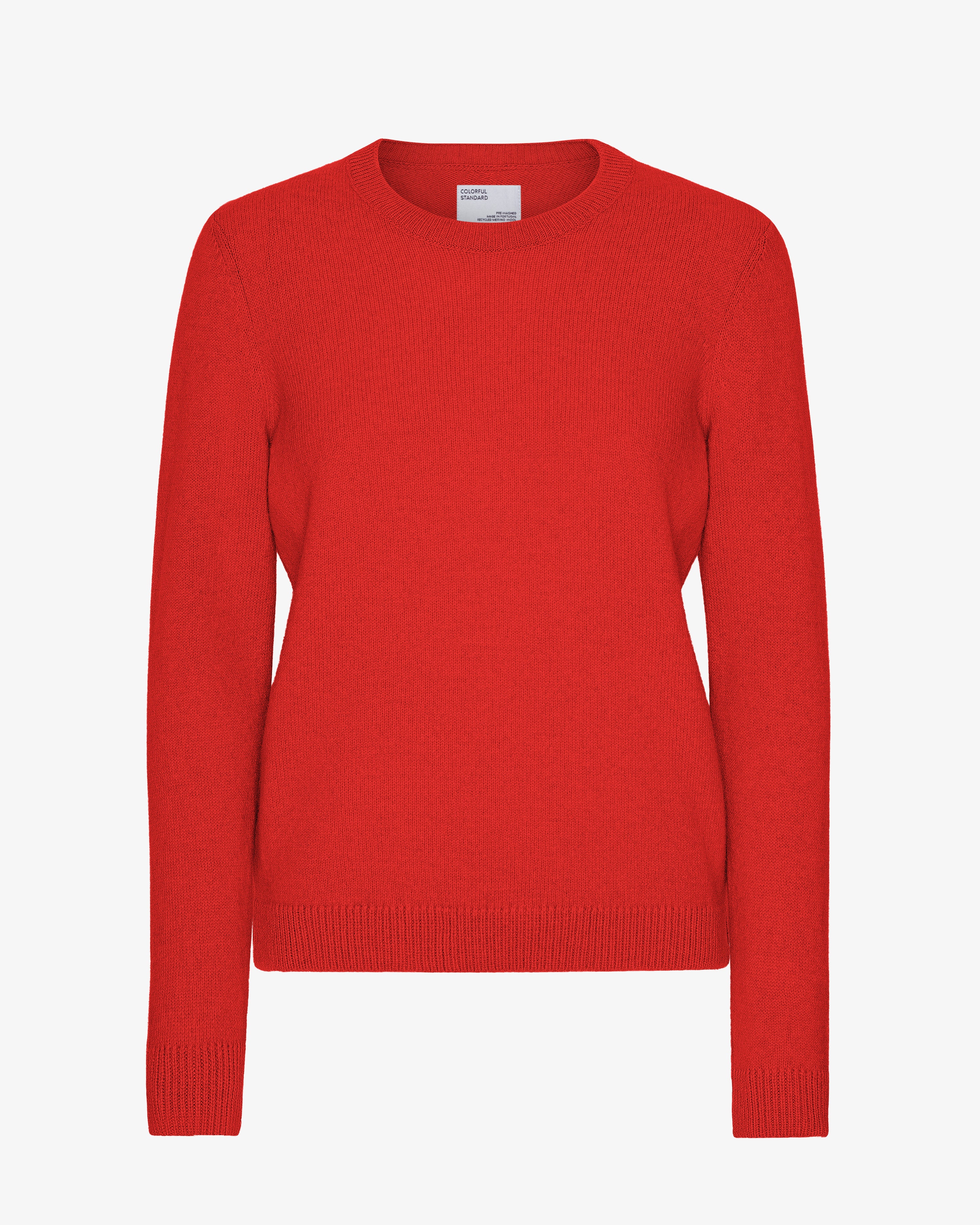 Women Classic Merino Wool Crew - Red Tangerine