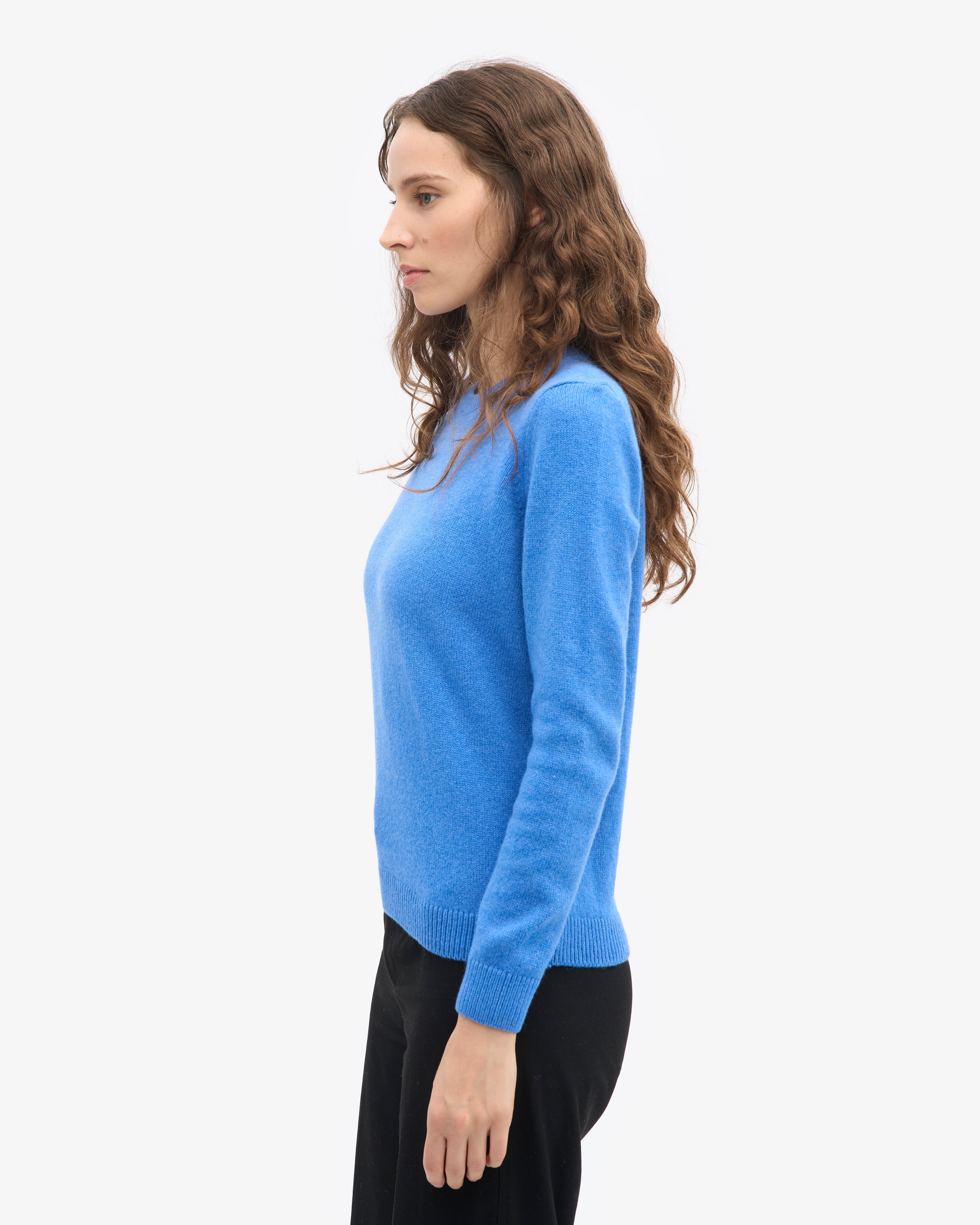 Women Classic Merino Wool Crew - Pacific Blue