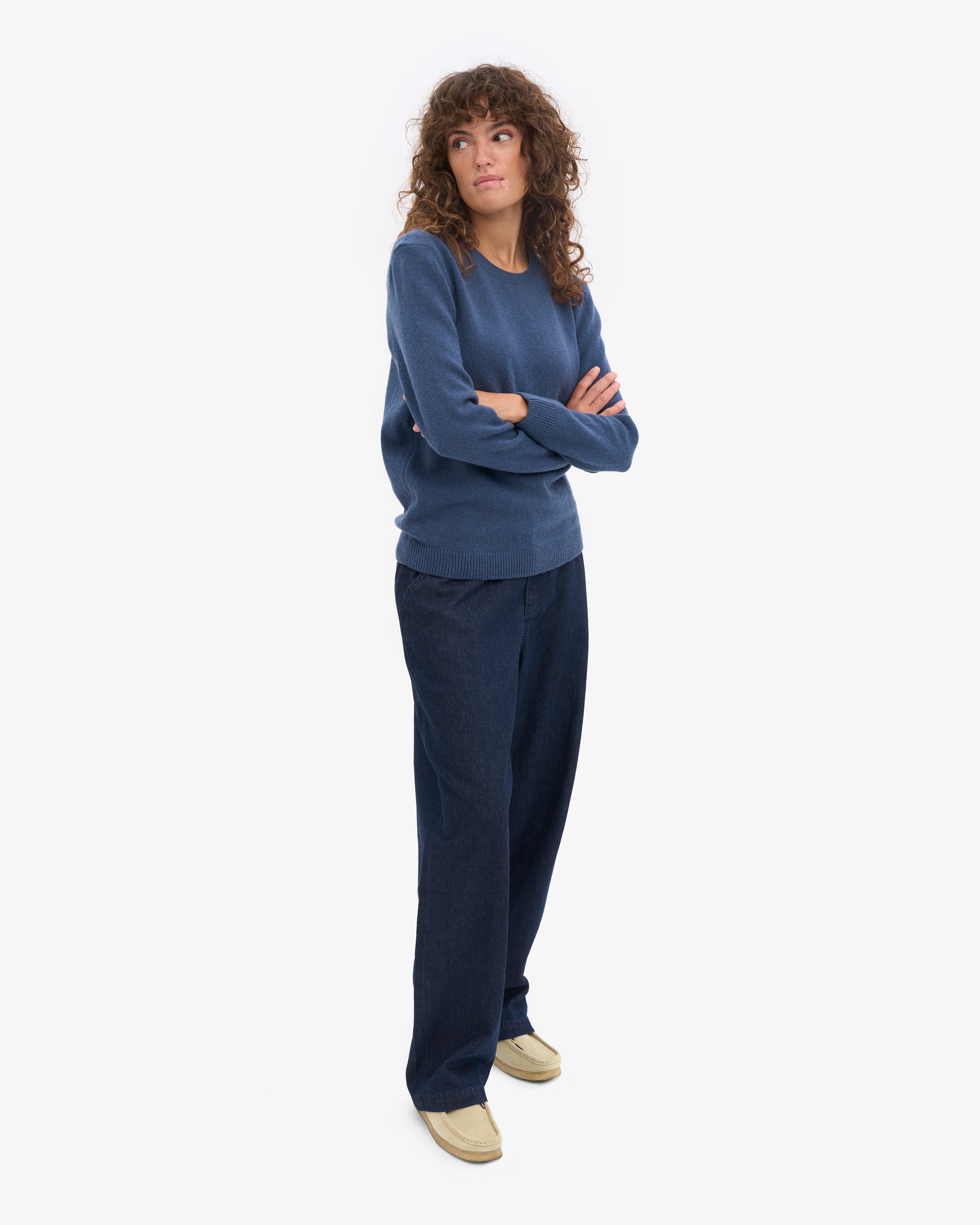 Women Classic Merino Wool Crew - Petrol Blue