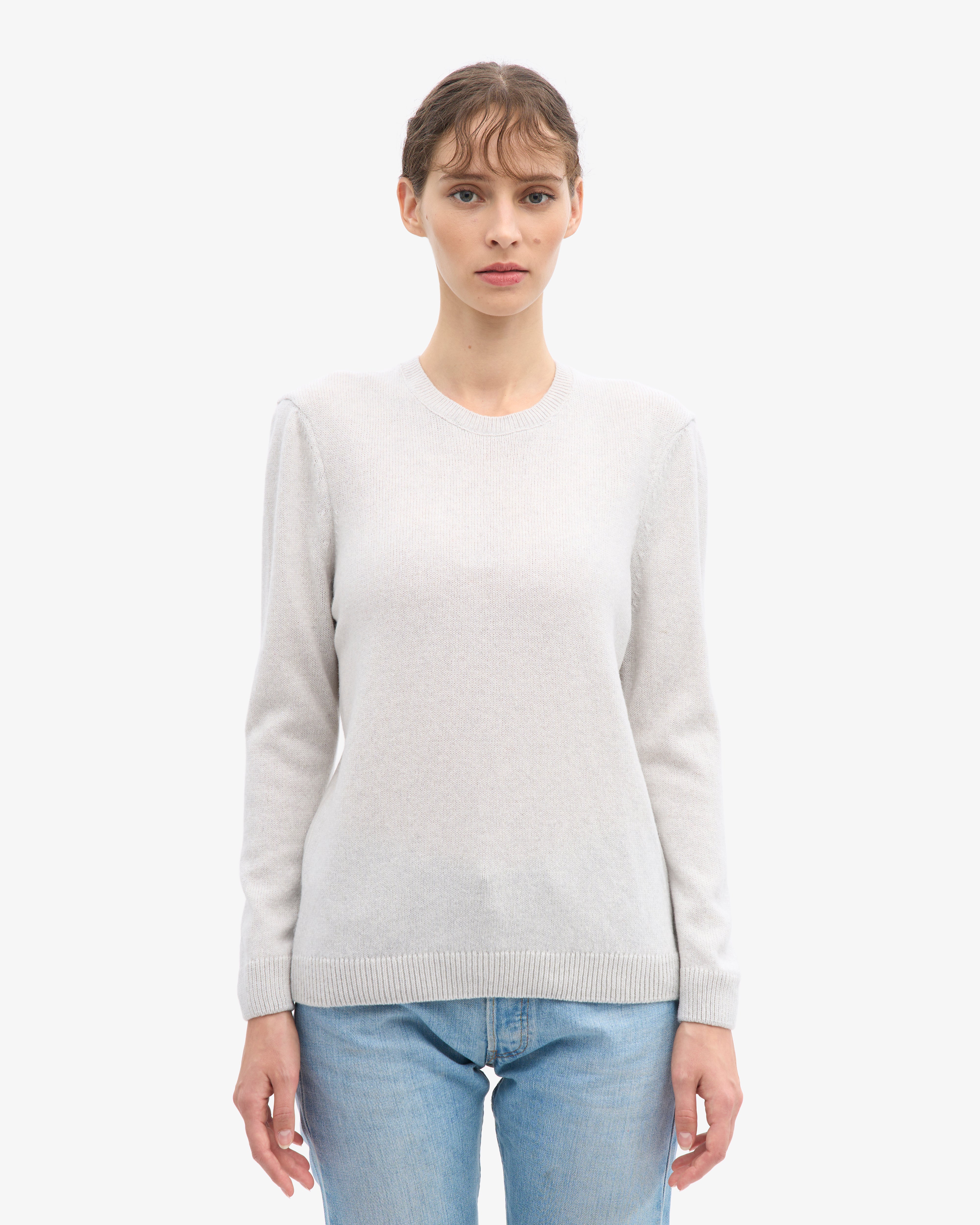 Women Classic Merino Wool Crew - Snow Melange