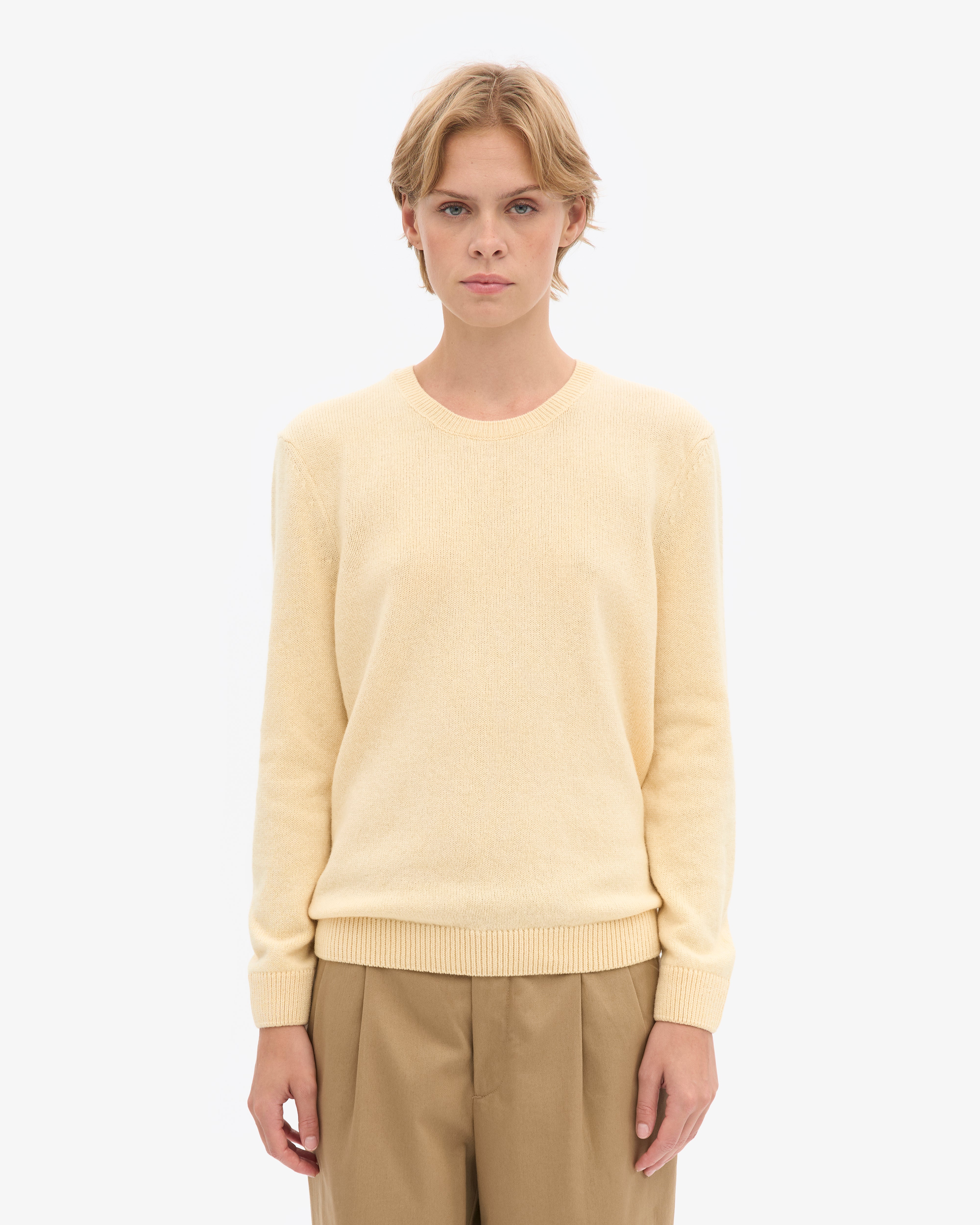 Women Classic Merino Wool Crew - Soft Yellow