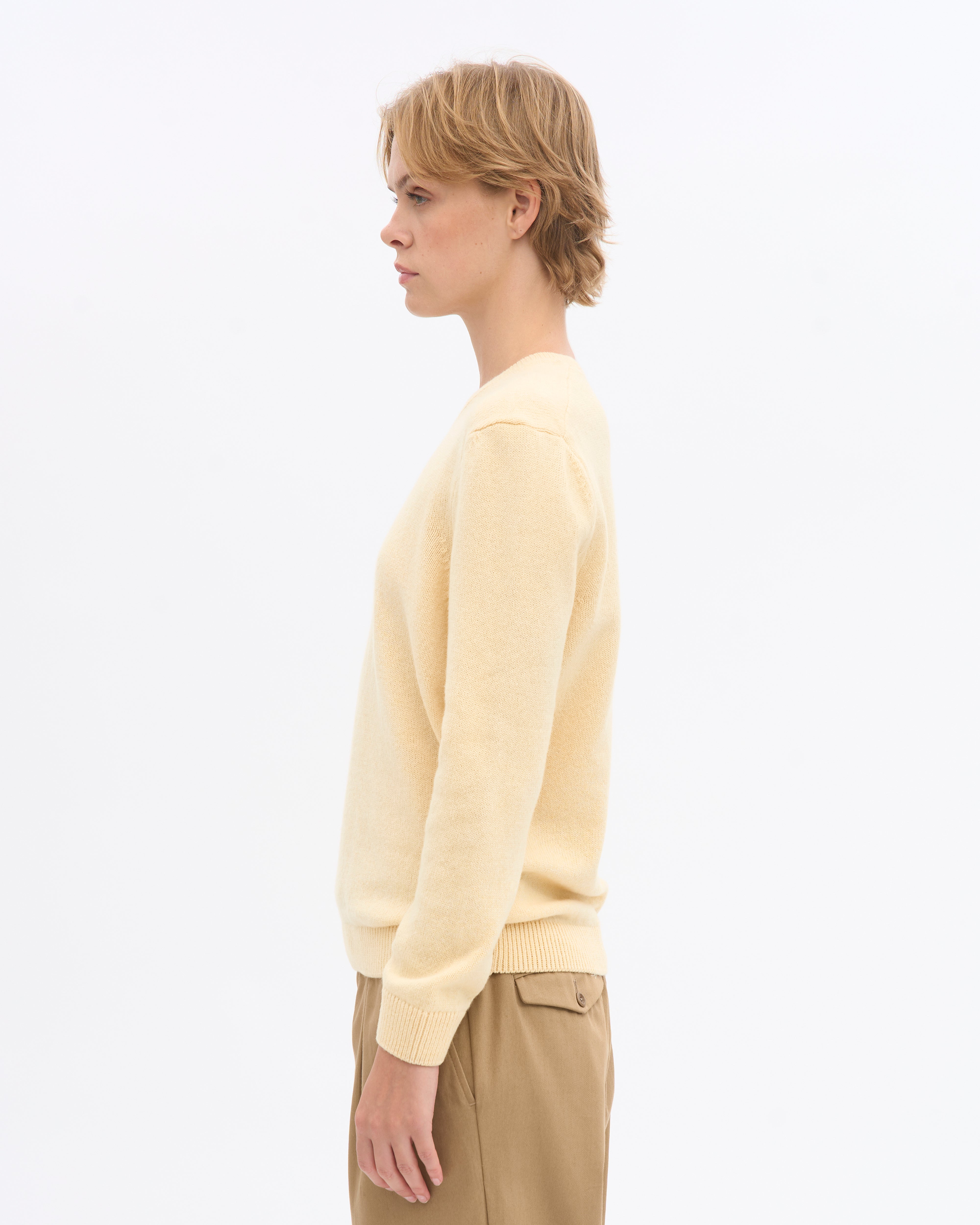 Women Classic Merino Wool Crew - Soft Yellow