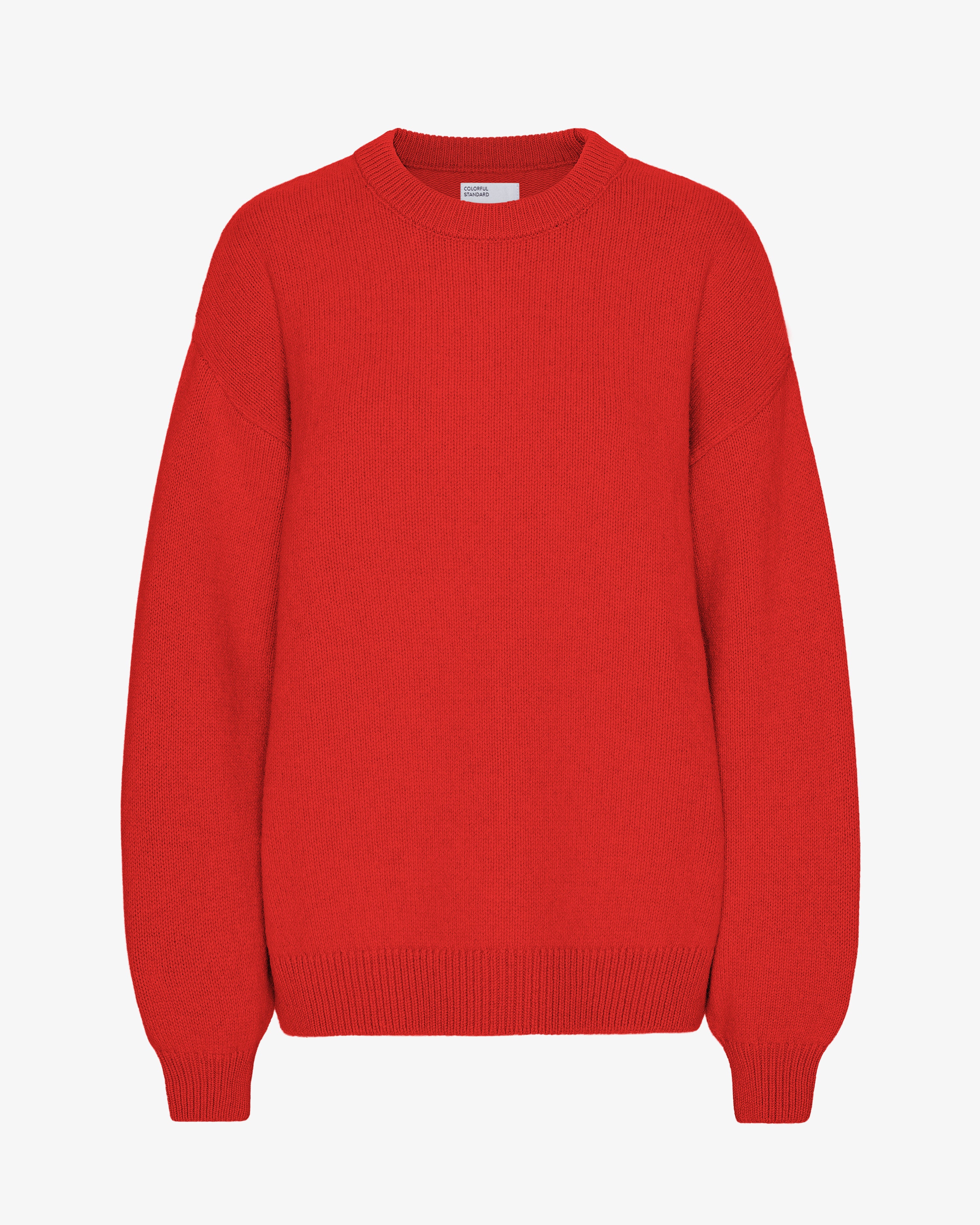 Oversized Merino Wool Crew - Red Tangerine