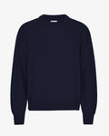 Oversized Merino Wool Crew - Navy Blue