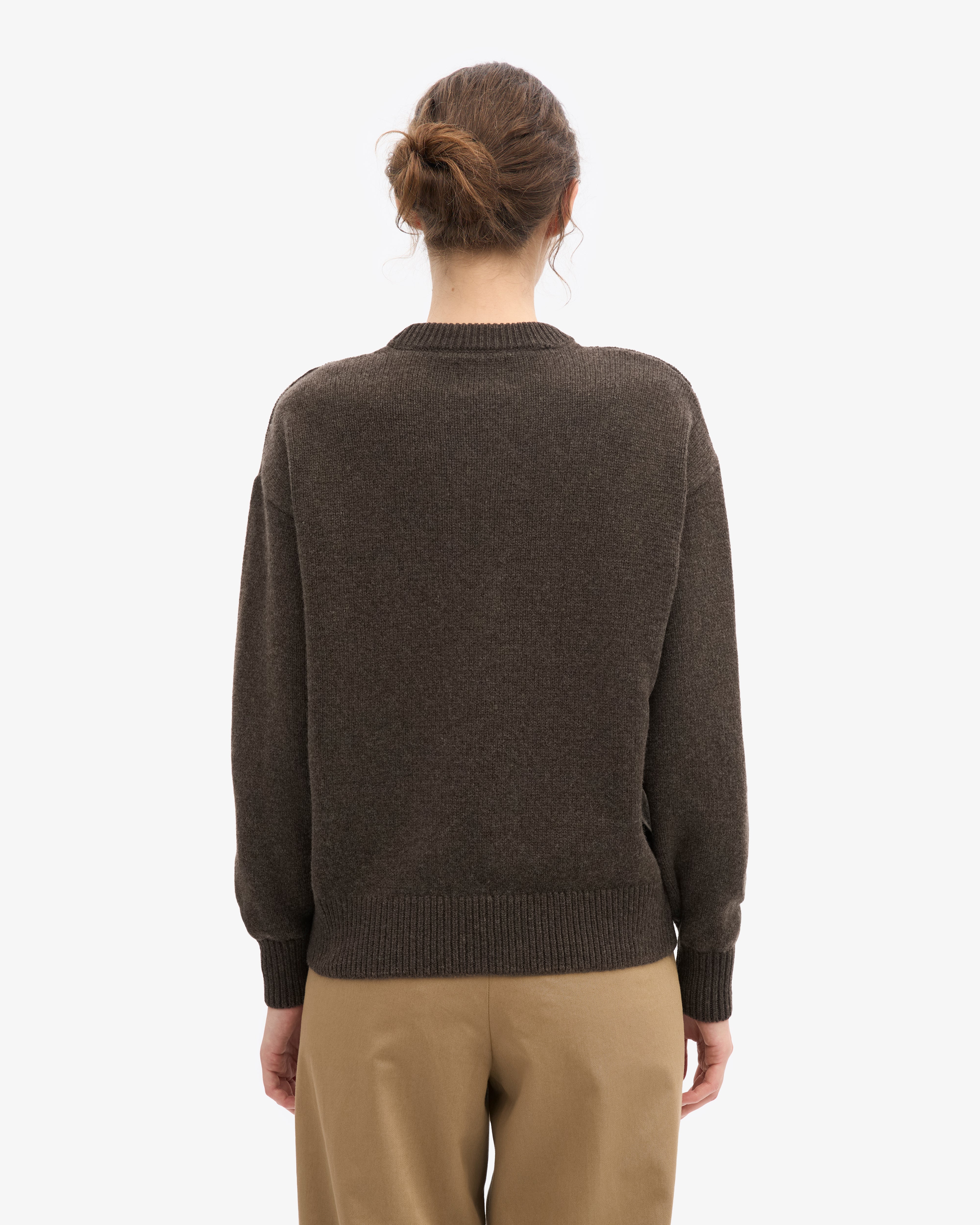 Oversized Merino Wool Crew - Coffee Brown