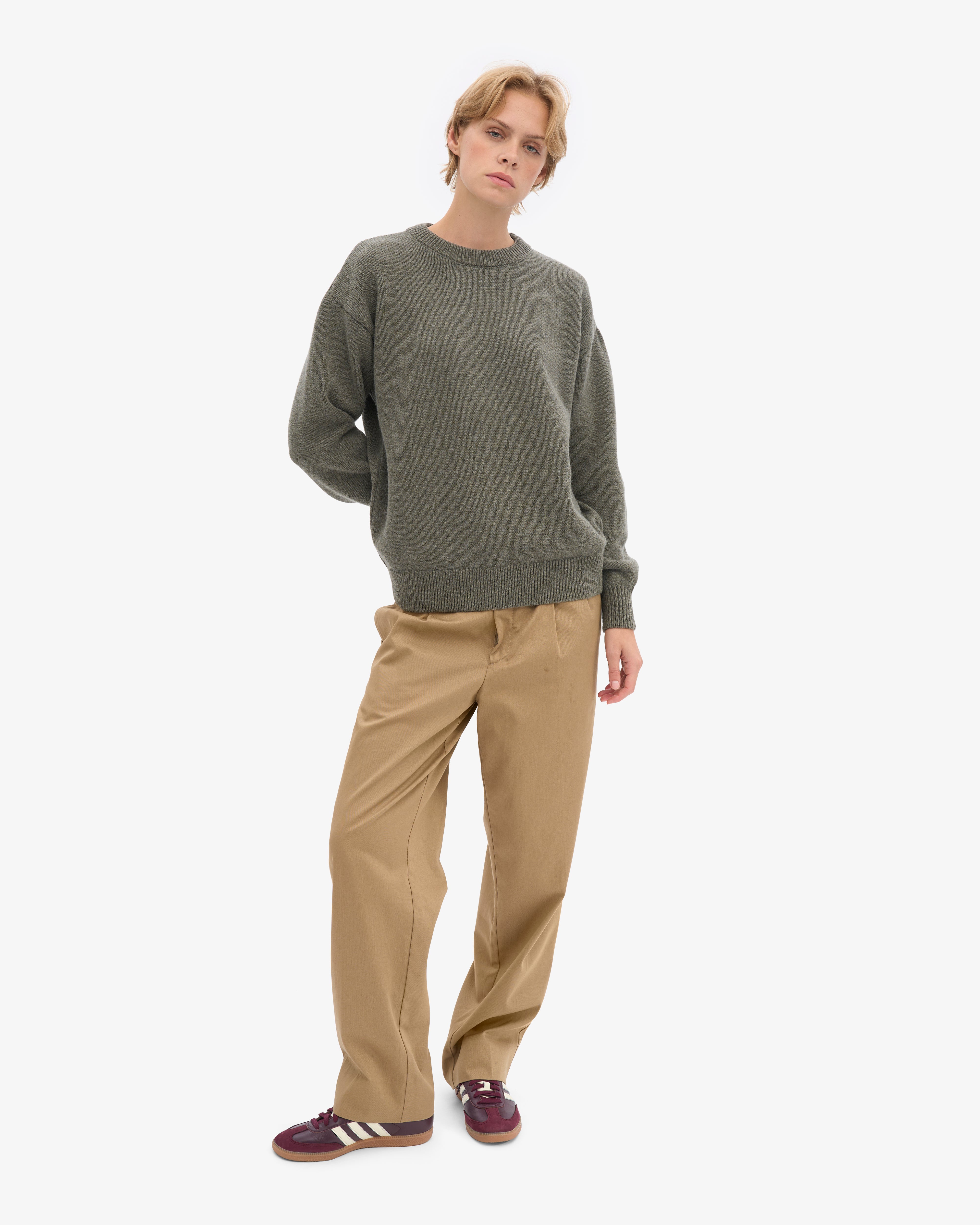 Oversized Merino Wool Crew - Dusty Olive