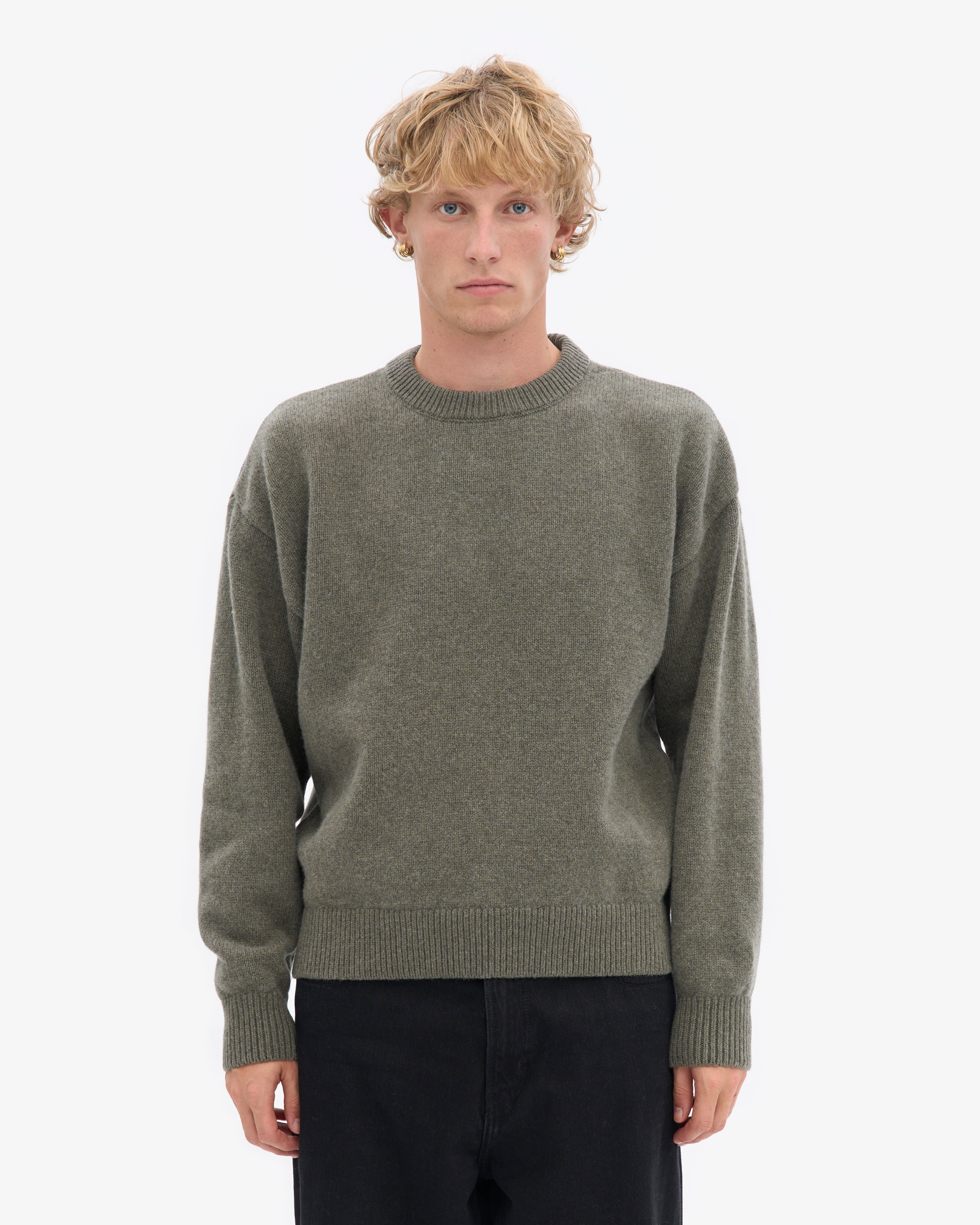 Oversized Merino Wool Crew - Dusty Olive