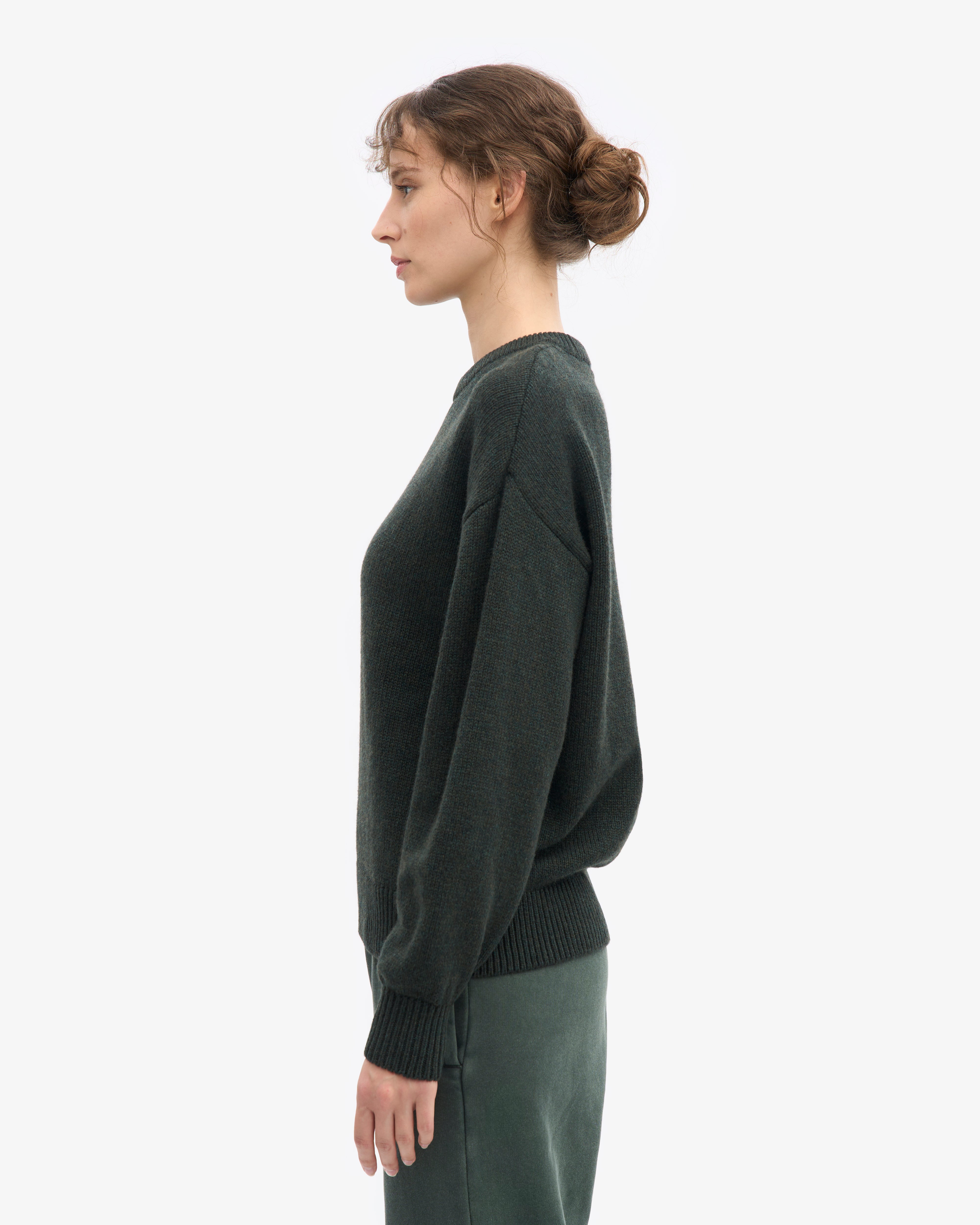Oversized Merino Wool Crew - Hunter Green