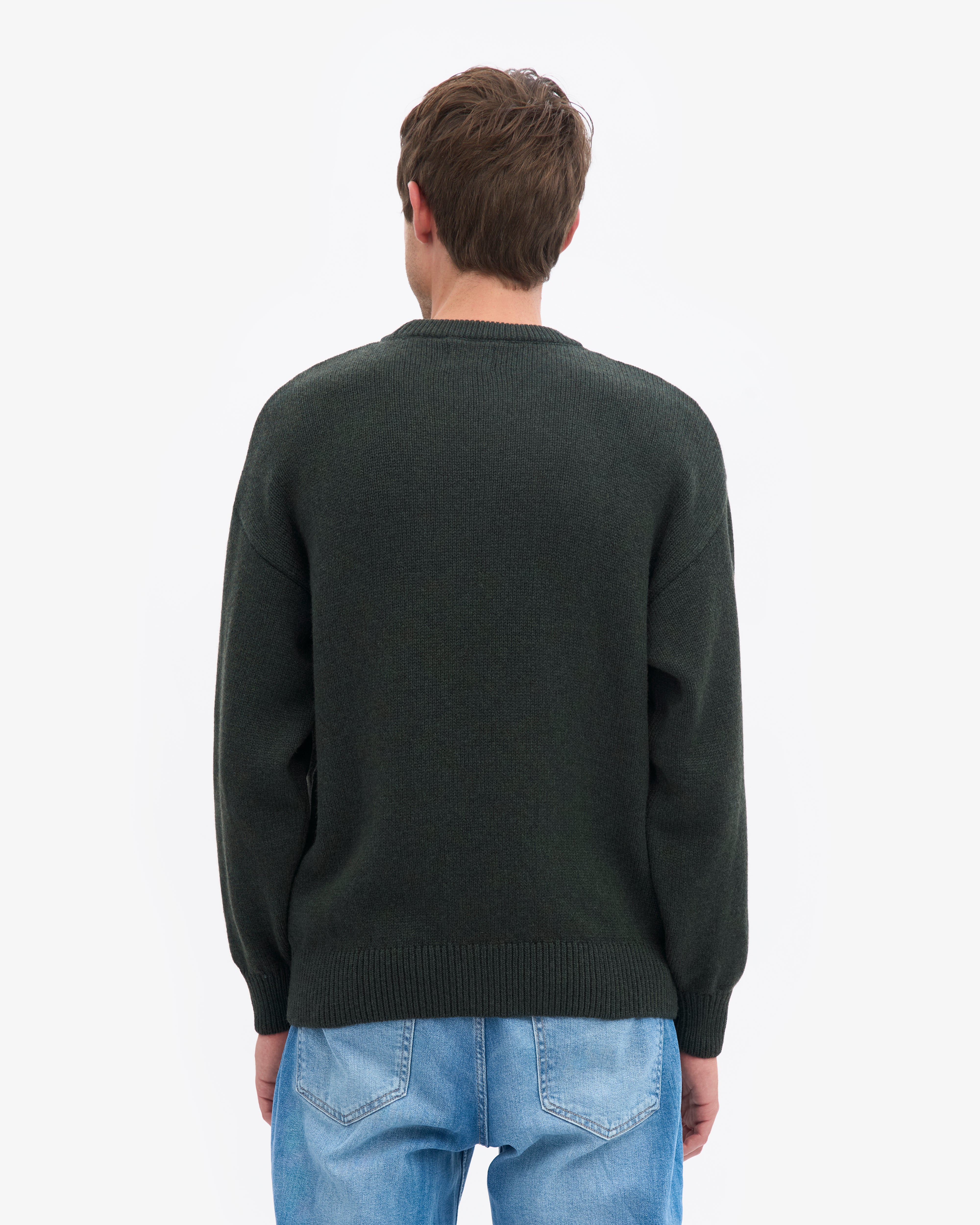 Oversized Merino Wool Crew - Hunter Green