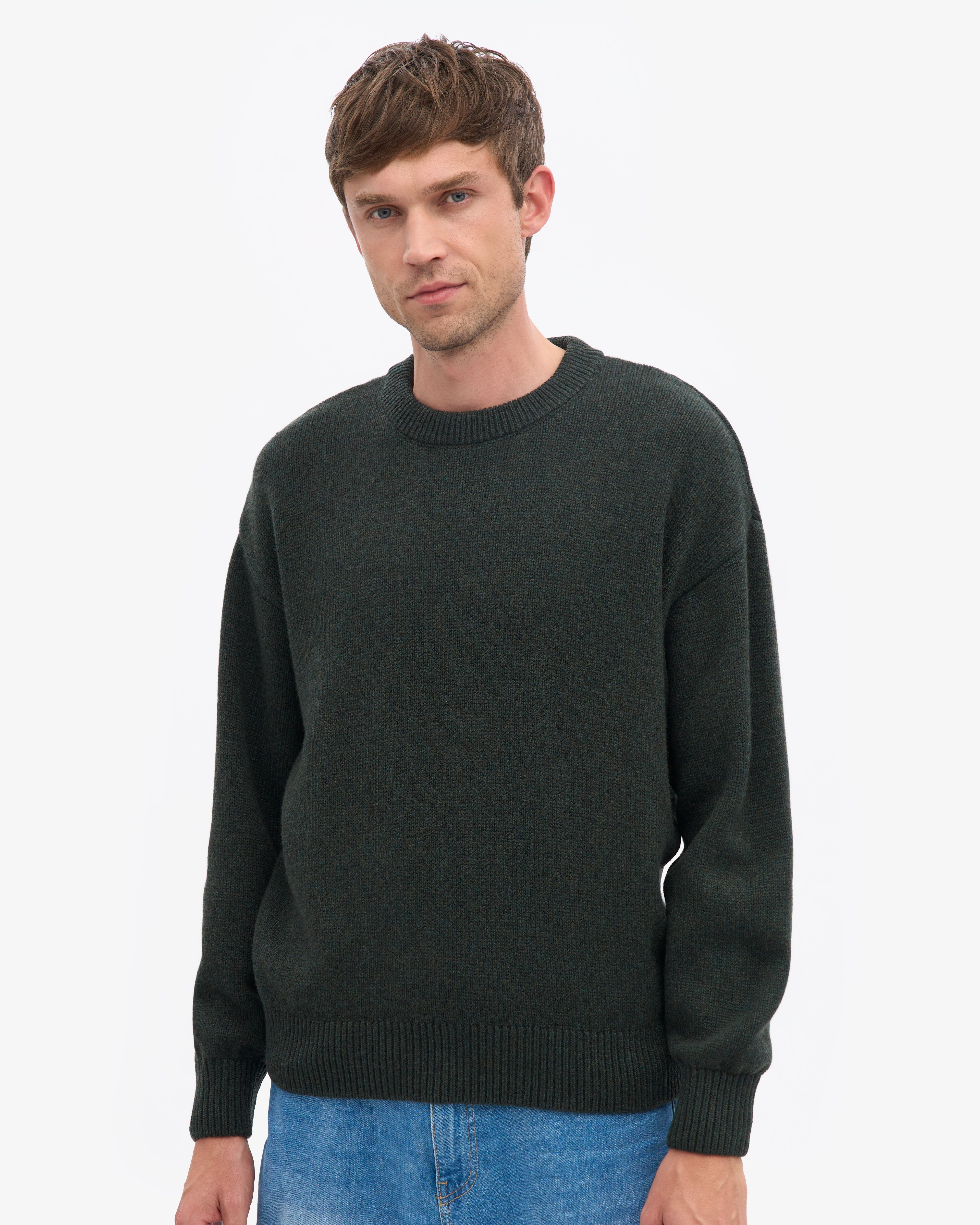 Oversized Merino Wool Crew - Hunter Green