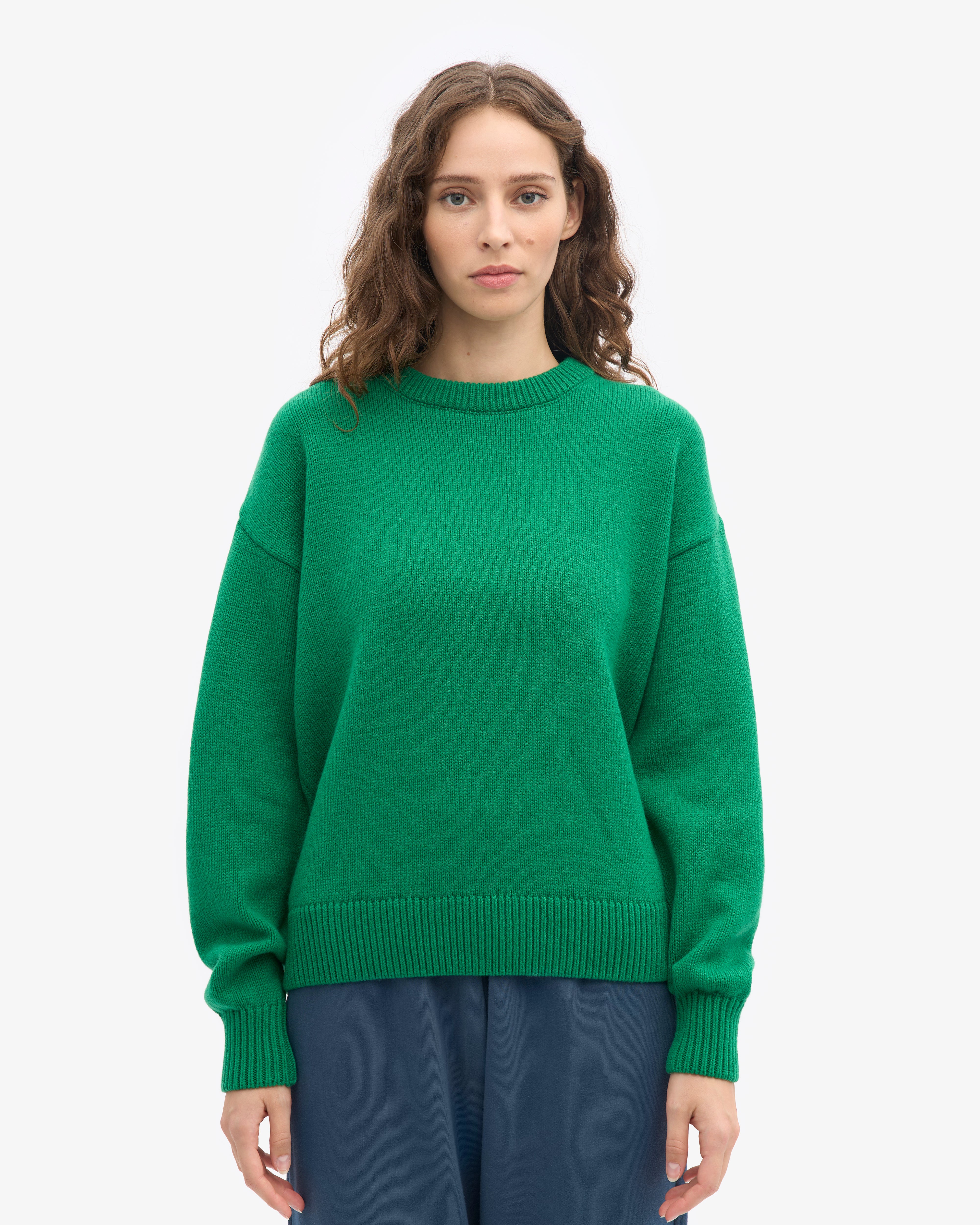 Oversized Merino Wool Crew - Kelly Green