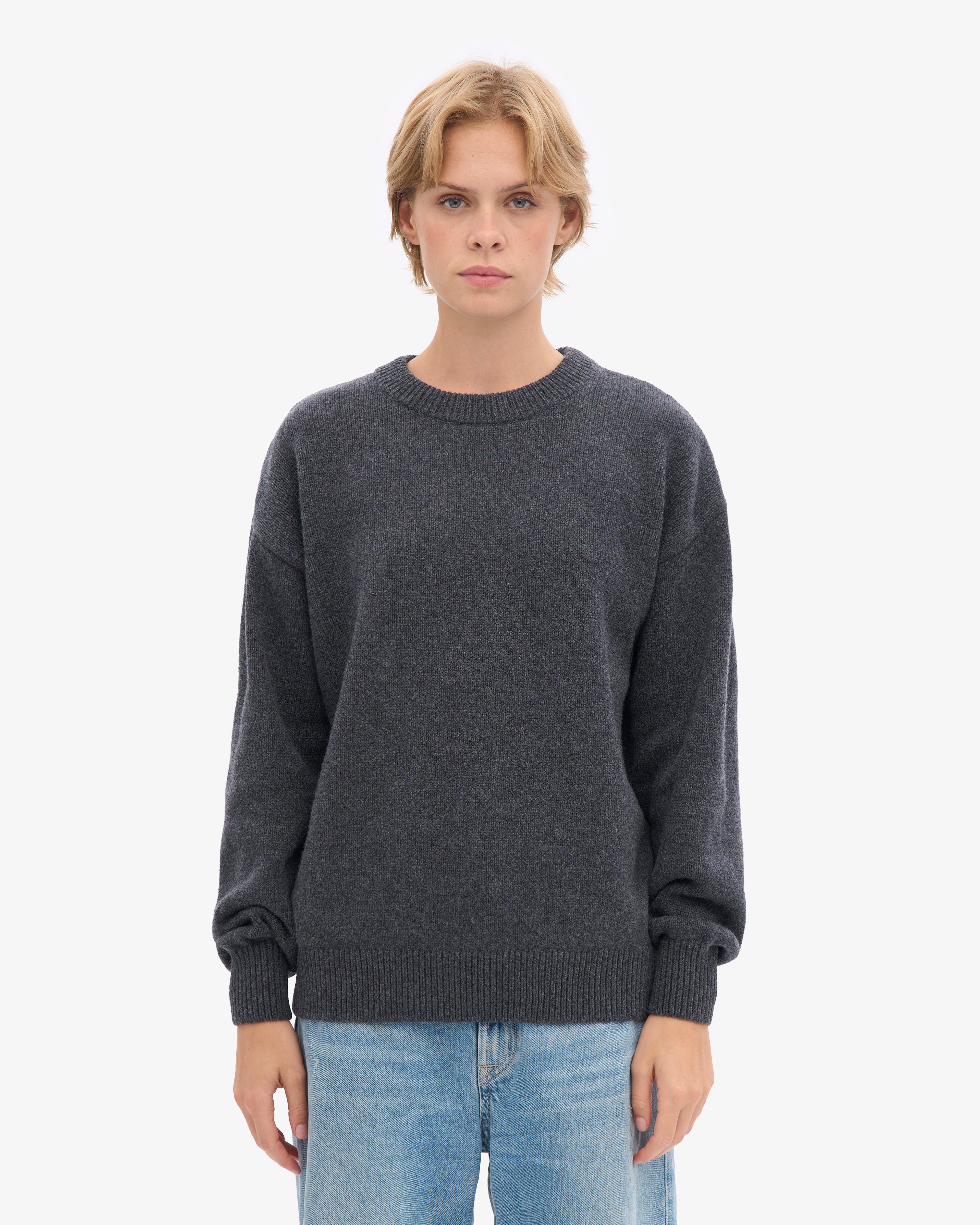 Oversized Merino Wool Crew - Lava Grey