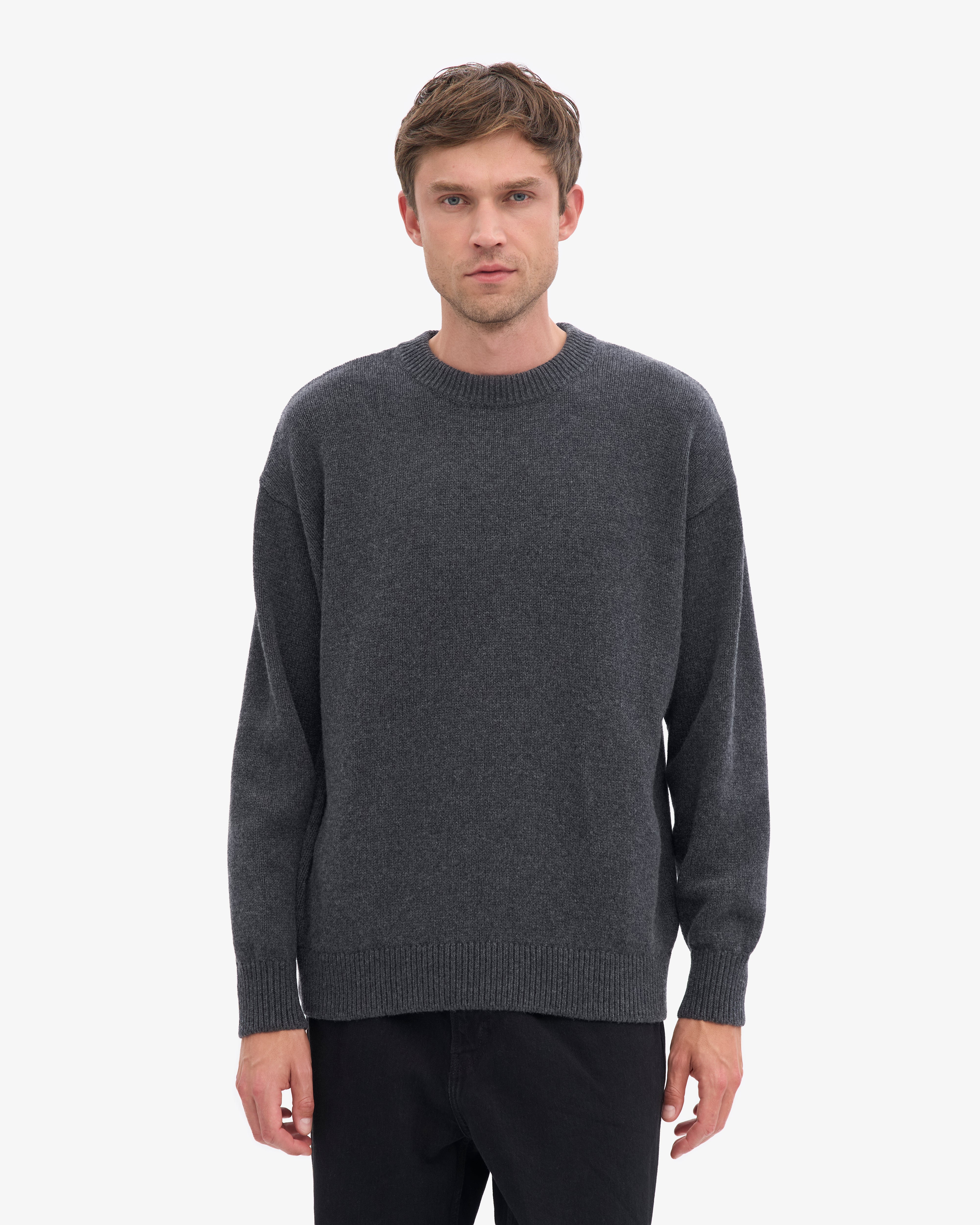 Oversized Merino Wool Crew - Lava Grey
